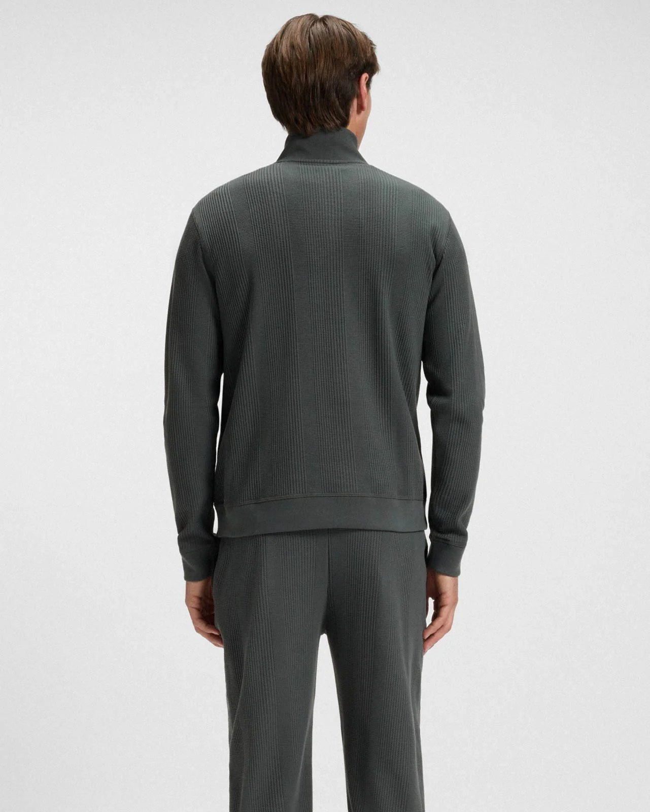 BOSS Orange Structure Mens 1/4 Zip Loungewear Top - Open Green 345 - Image 4