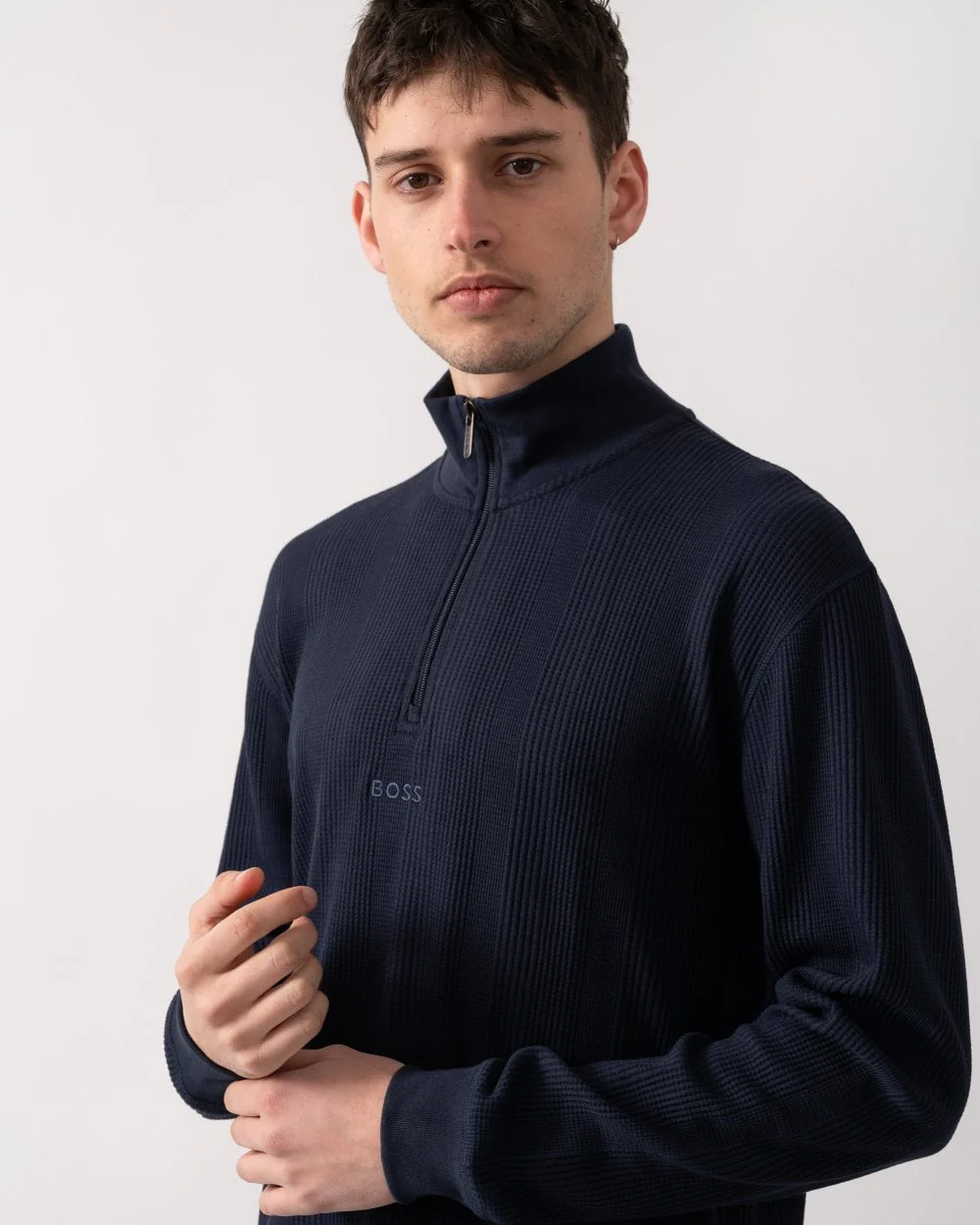 BOSS Orange Structure Mens Loungewear 1/4 Zip Sweatshirt - Image 2