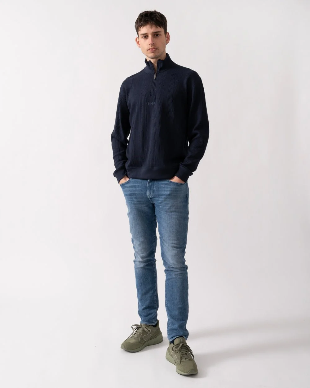 BOSS Orange Structure Mens Loungewear 1/4 Zip Sweatshirt - Image 3