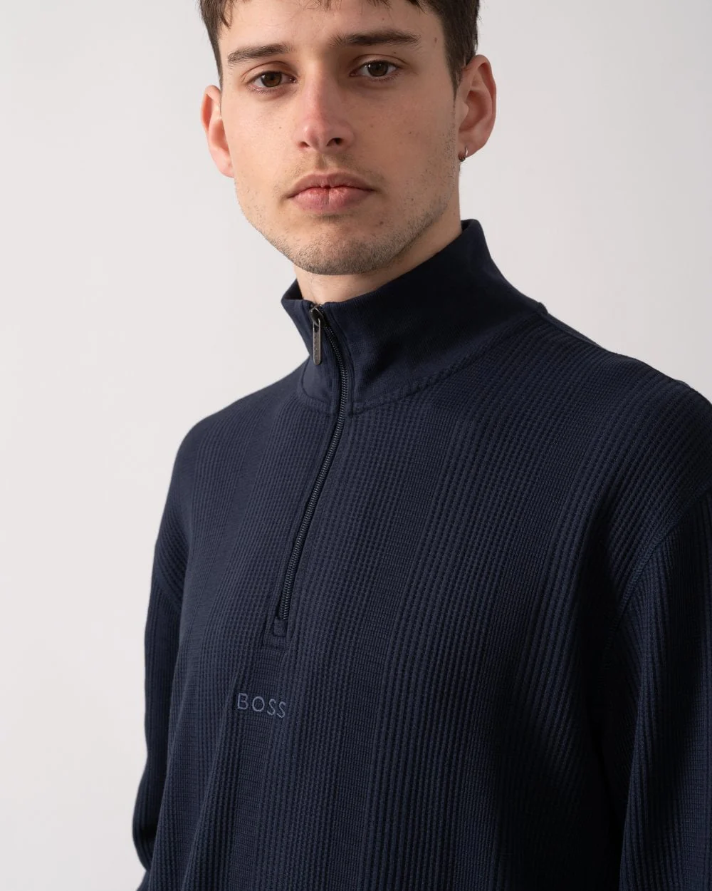 BOSS Orange Structure Mens Loungewear 1/4 Zip Sweatshirt - Image 4