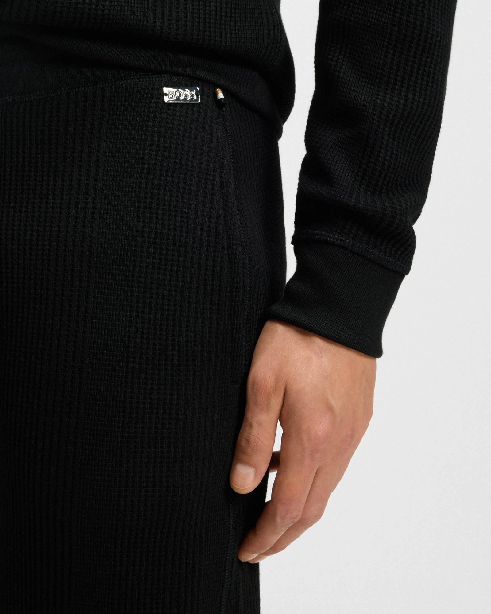 BOSS Orange Structure Mens Loungewear Pants - Black 001 - Image 4