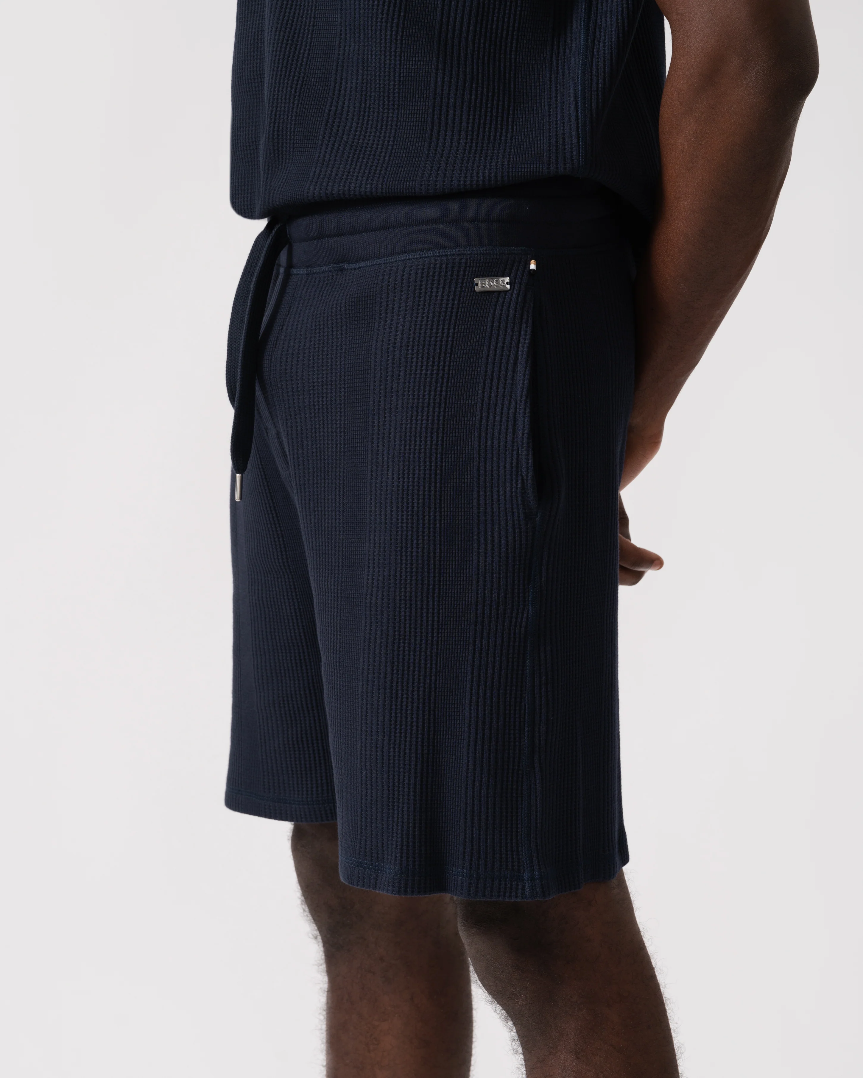 BOSS Orange Structure Mens Loungewear Shorts - Dark Blue 403 - Image 4