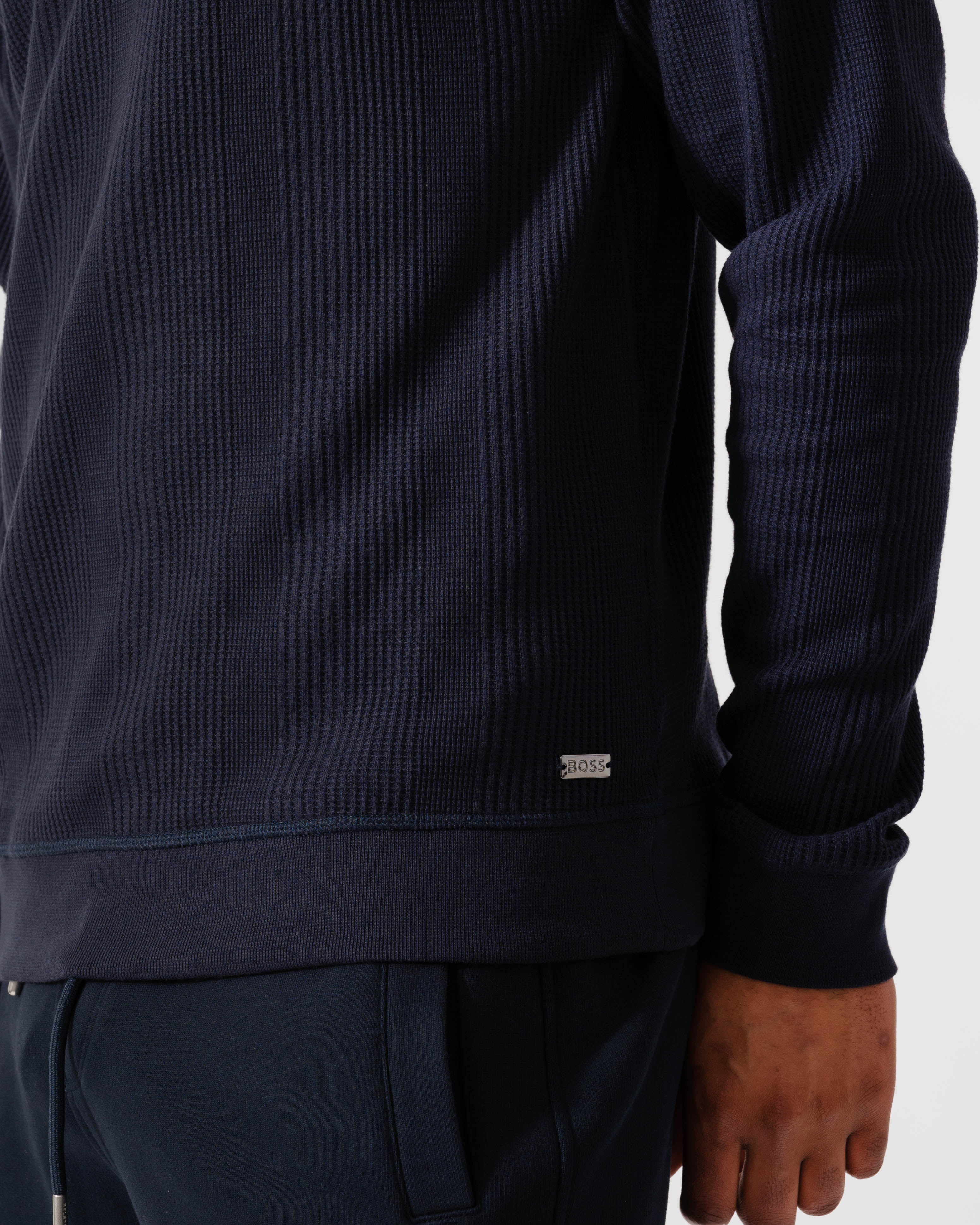BOSS Orange Mens Structure Loungewear Sweatshirt - Dark Blue 403 - Image 2