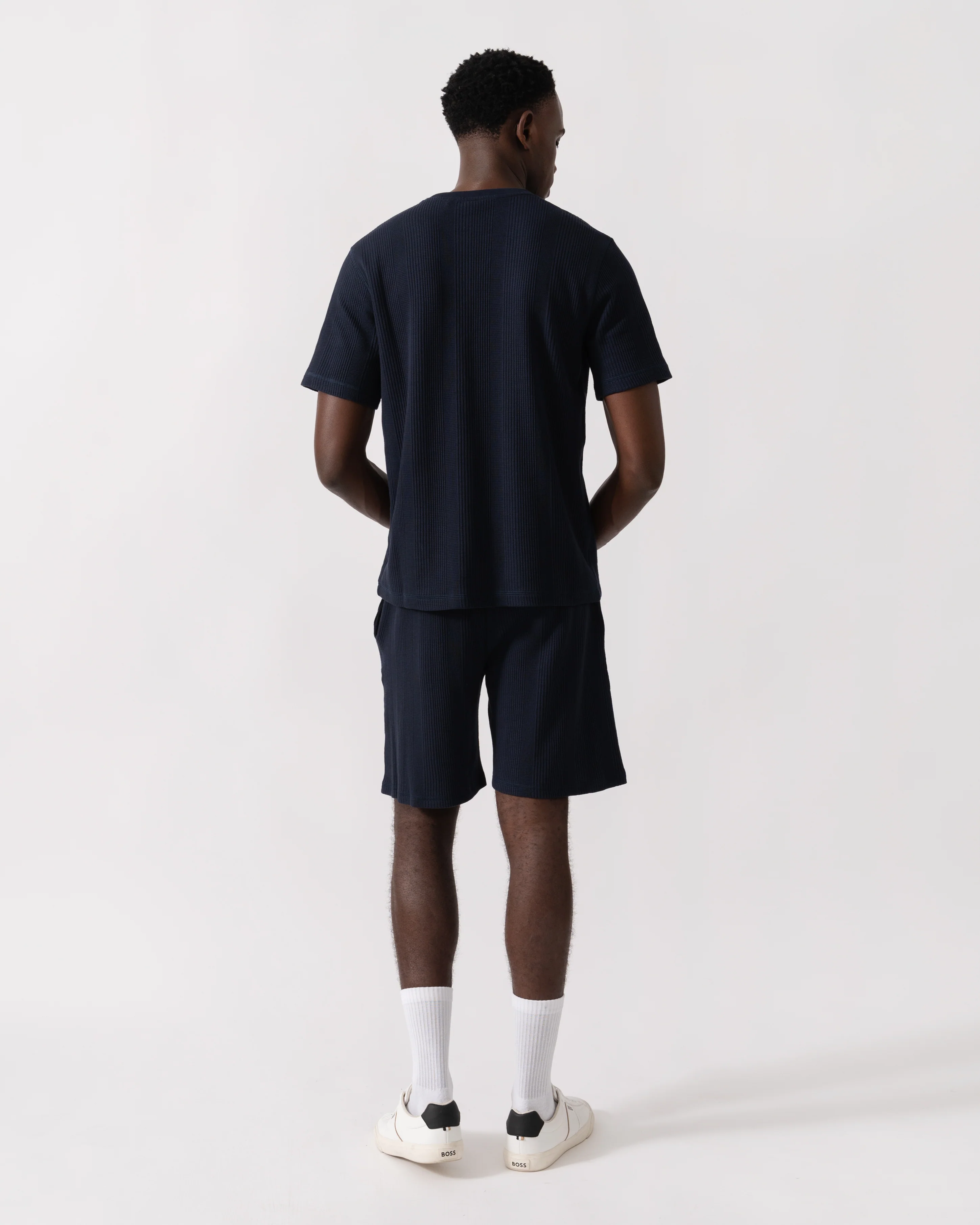BOSS Orange Structure Mens Loungewear T-Shirt - Dark Blue 403 - Image 3