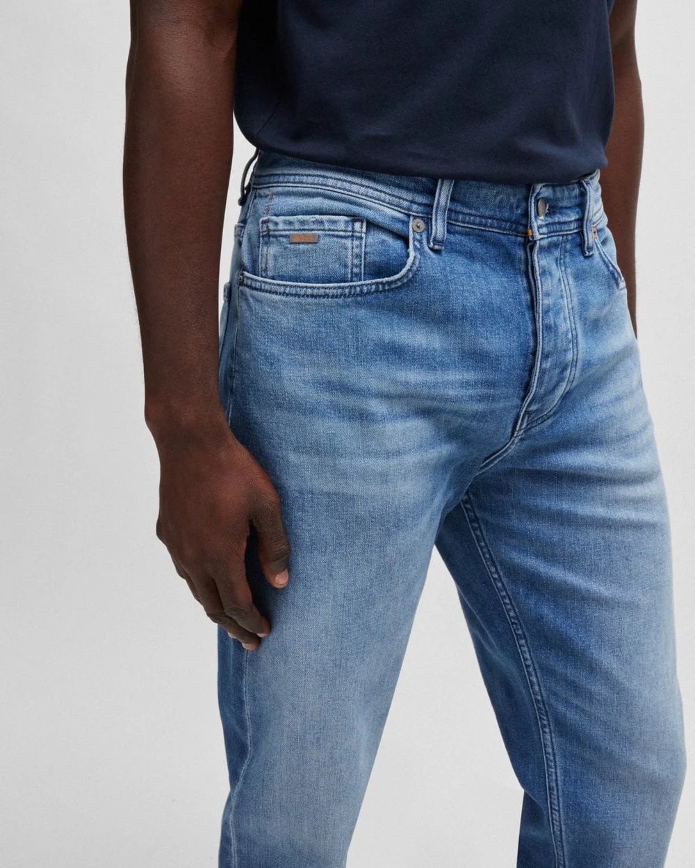 BOSS Orange Taber BC-C Mens Tapered Fit Jeans in Bright Blue Comfort-Stretch Denim - Image 3