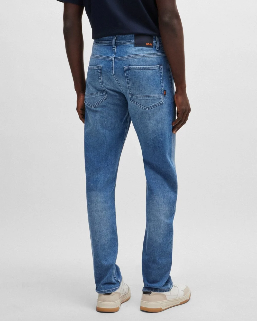 BOSS Orange Taber BC-C Mens Tapered Fit Jeans in Bright Blue Comfort-Stretch Denim - Image 4