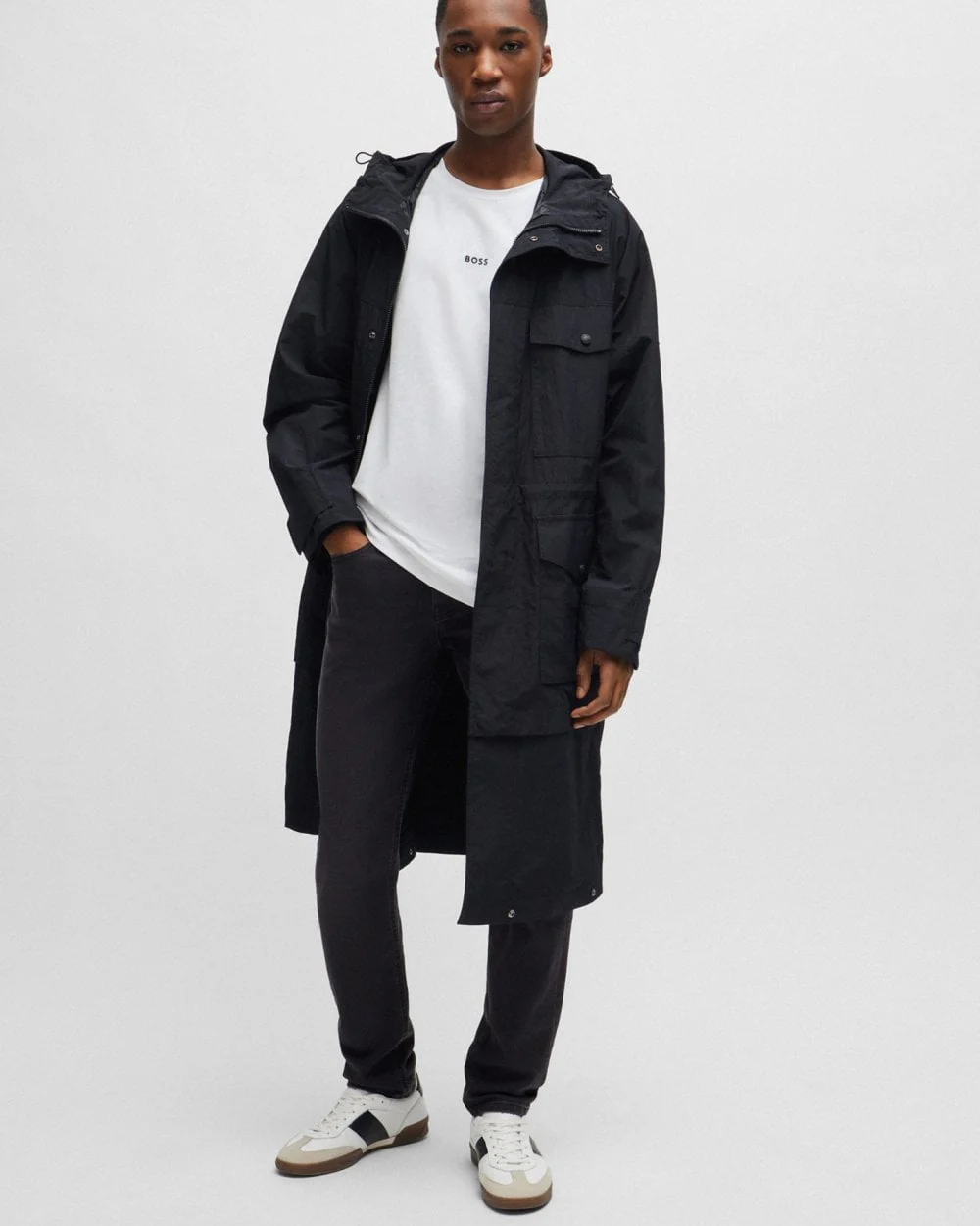 BOSS Orange Taber BC-P-1 Mens Tapered Fit Jeans in Black Super-Stretch Denim - Image 2