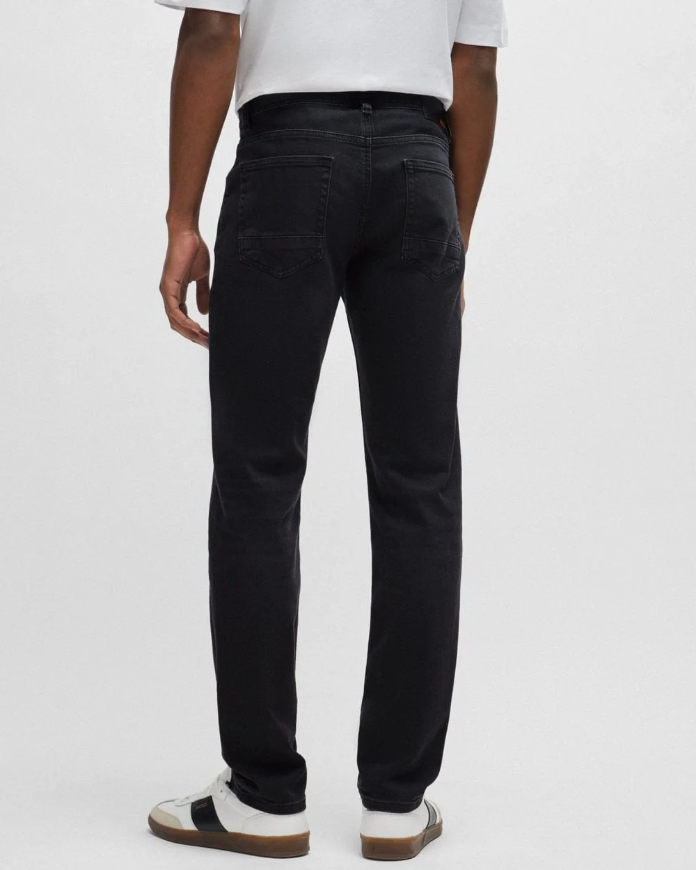 BOSS Orange Taber BC-P-1 Mens Tapered Fit Jeans in Black Super-Stretch Denim - Image 4