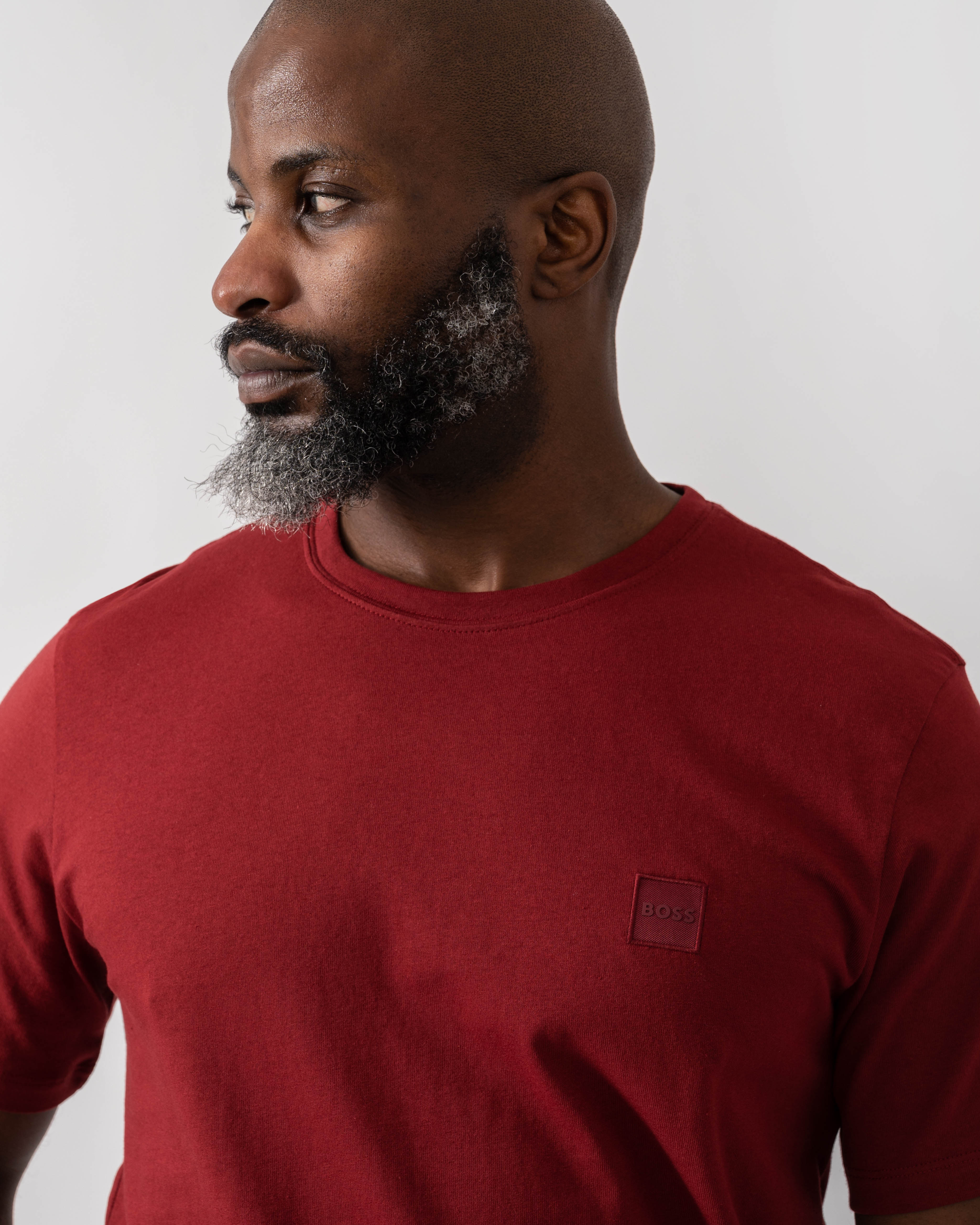 BOSS Orange Tales Mens Cotton-Jersey T-shirt With Logo Patch - Dark Red 605 - Image 2