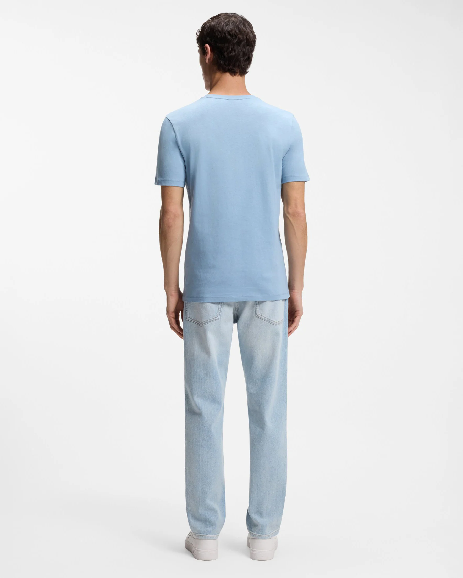 BOSS Orange Tales Mens Cotton-Jersey T-shirt With Logo Patch - Light/Pastel Blue 458 - Image 4