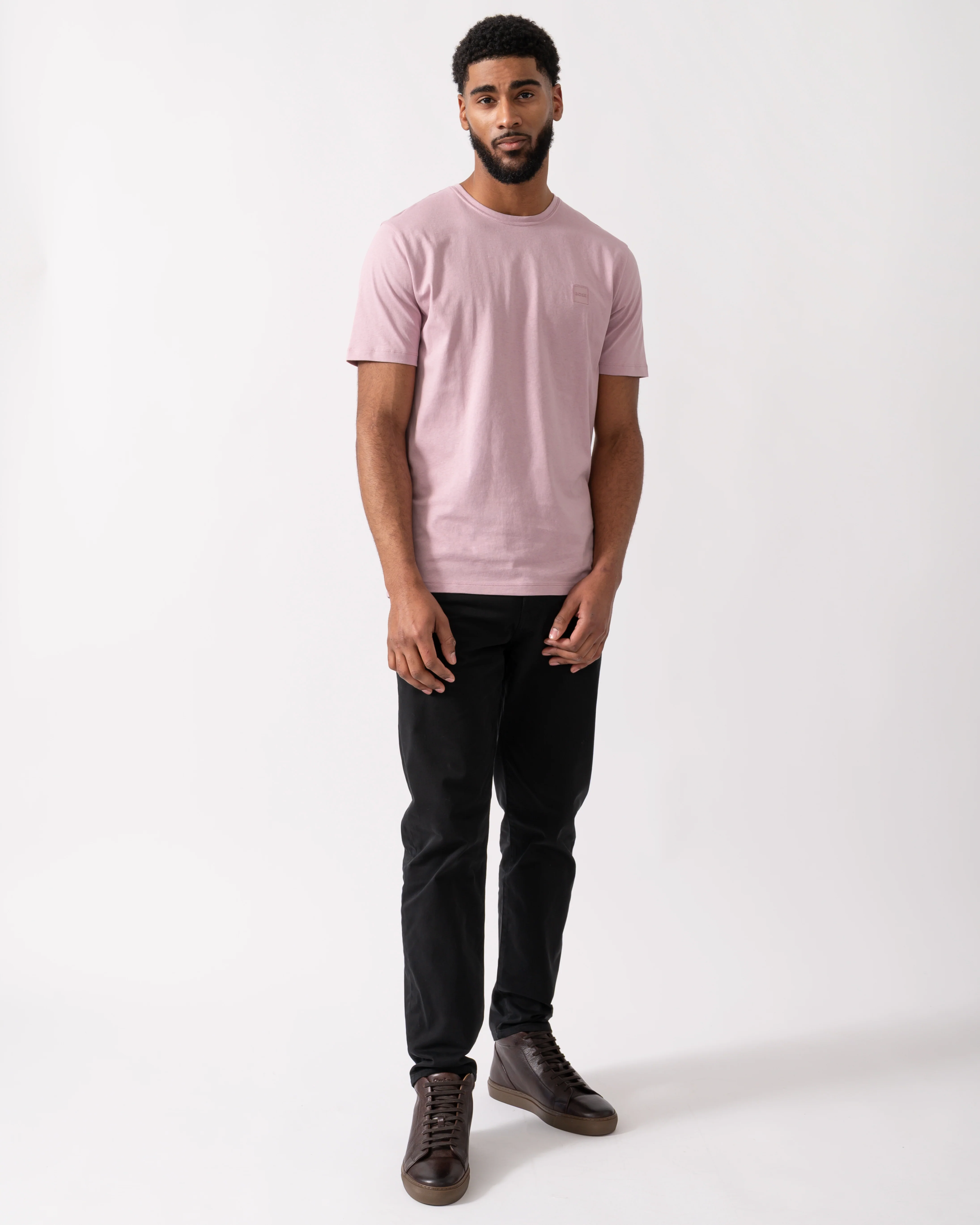 BOSS Orange Tales Mens Cotton-Jersey T-shirt With Logo Patch - Light/Pastel Purple 539 - Image 2