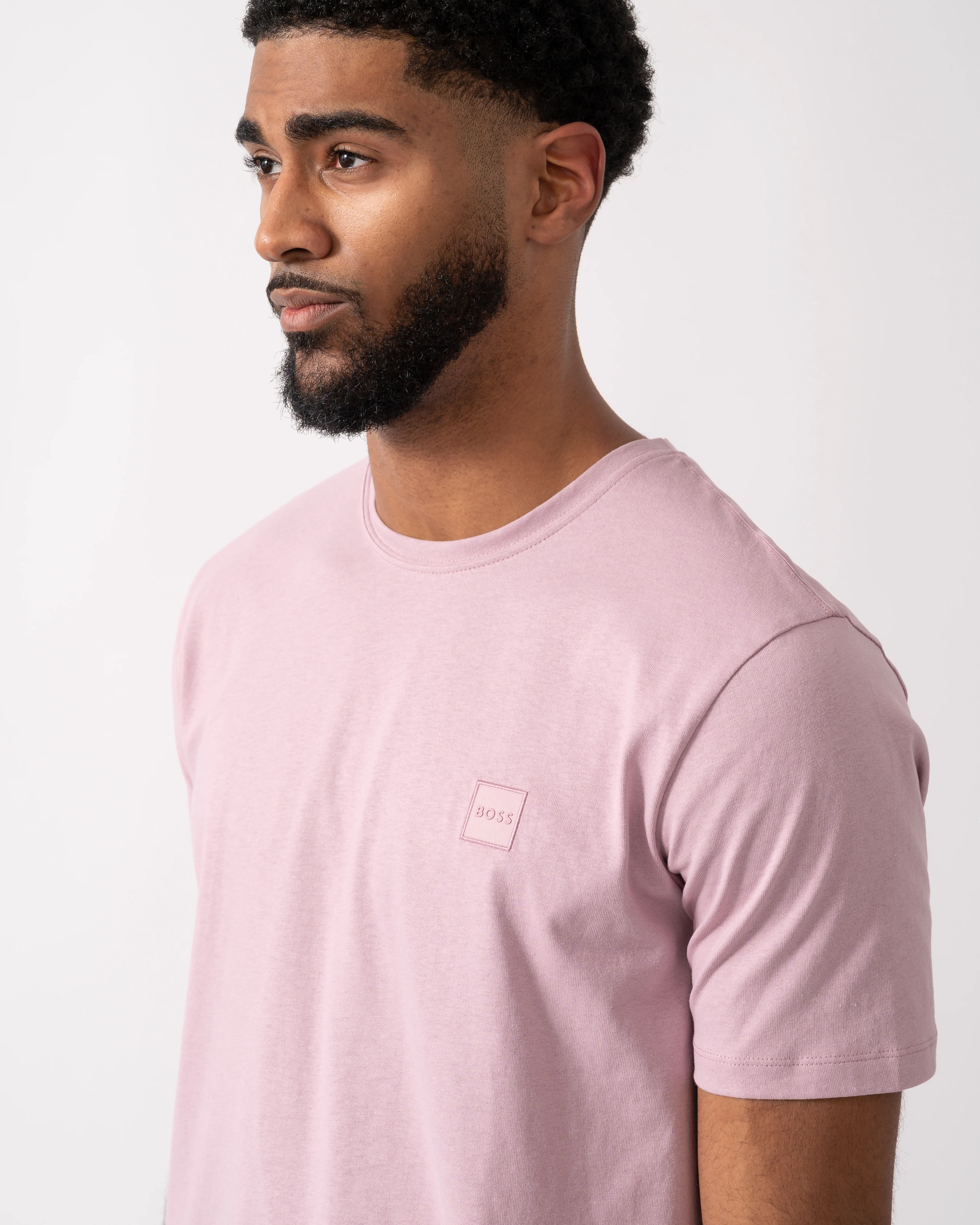 BOSS Orange Tales Mens Cotton-Jersey T-shirt With Logo Patch - Light/Pastel Purple 539 - Image 3