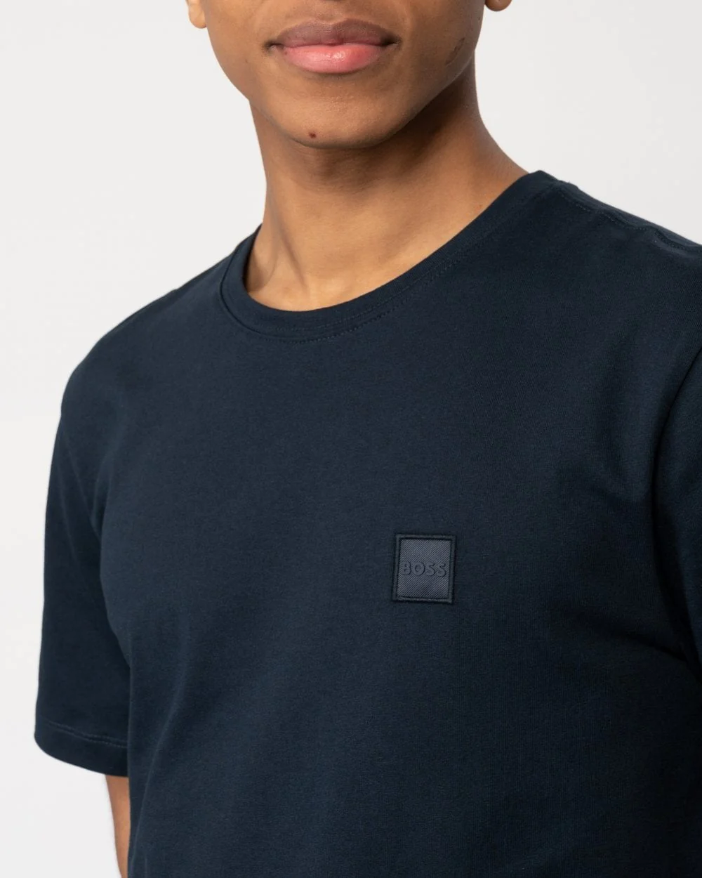 BOSS Orange Tales Mens Cotton-Jersey T-shirt With Logo Patch NOS - Dark Blue 404 - Image 2