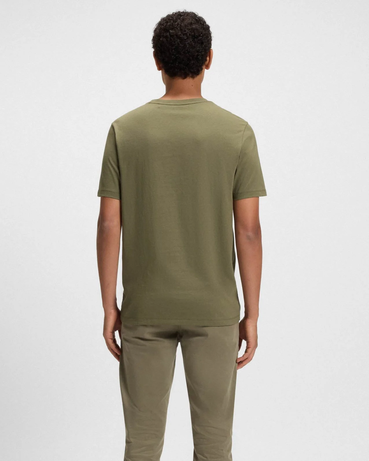 BOSS Orange Tales Mens Cotton-Jersey T-shirt With Logo Patch - Open Green 342 - Image 4