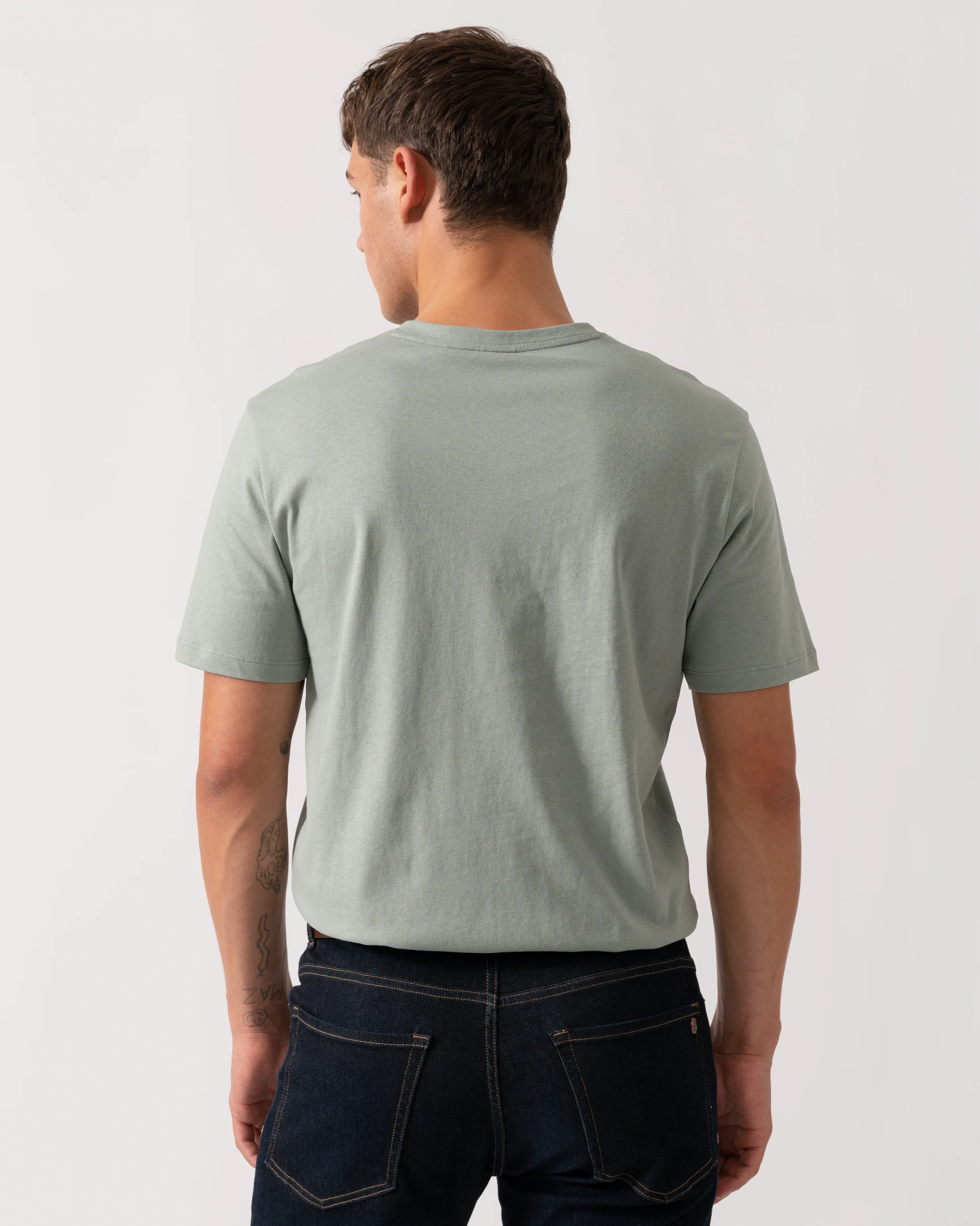 BOSS Orange Tales Mens Cotton-Jersey T-shirt With Logo Patch - Open Green 351 - Image 4