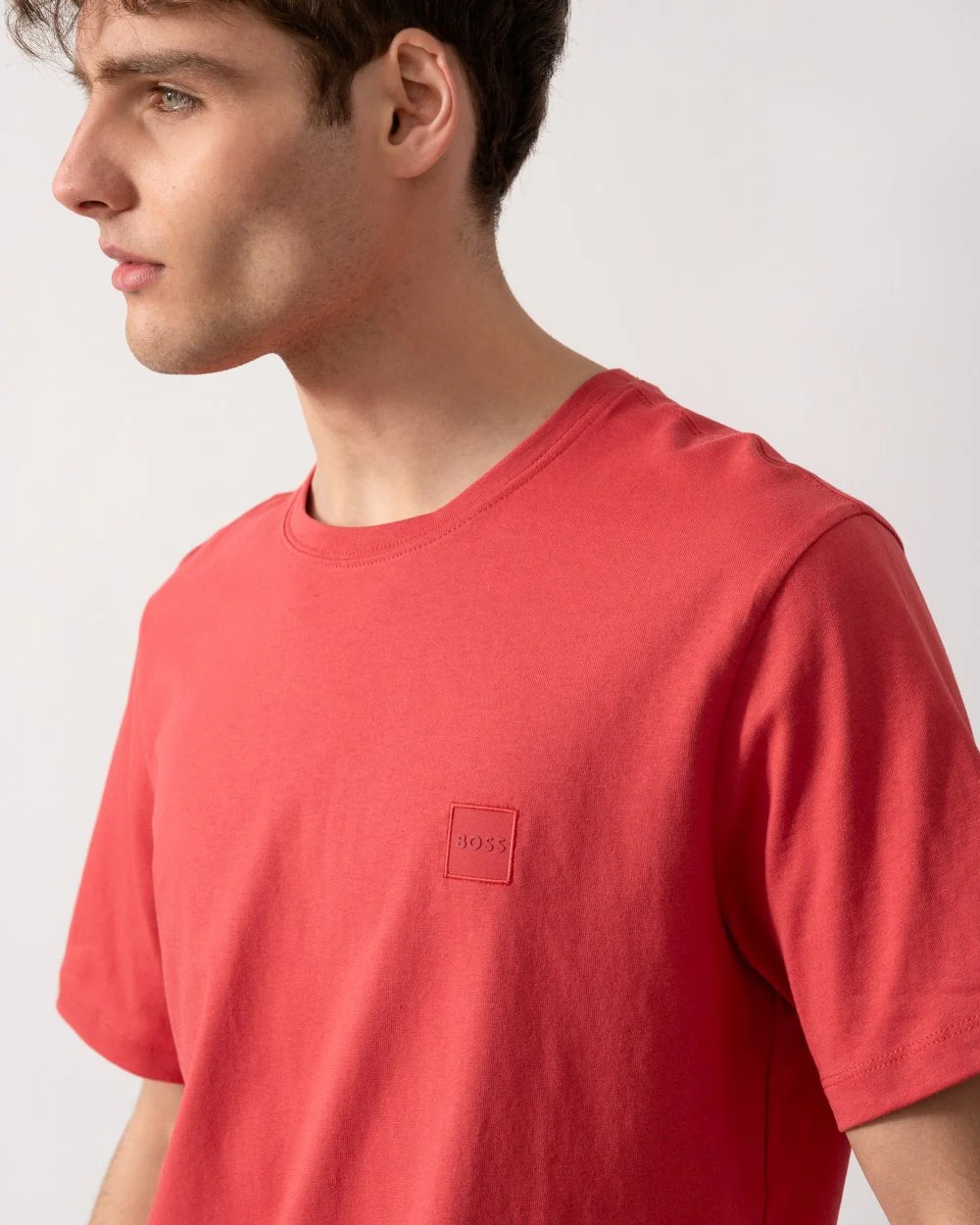 BOSS Orange Tales Mens Cotton-Jersey T-shirt With Logo Patch - Open Red 645 - Image 2