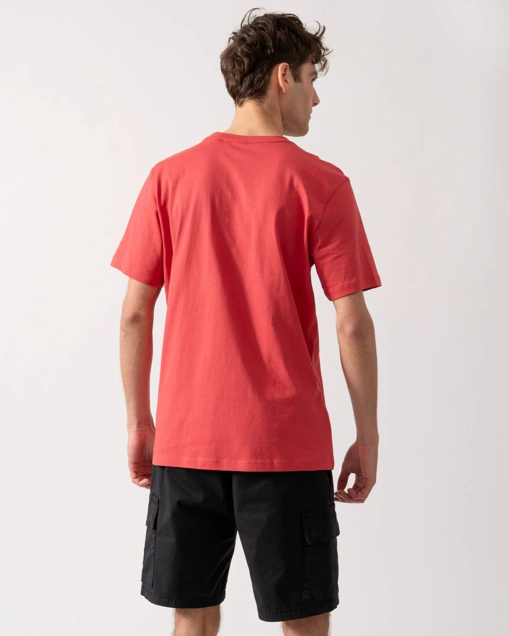 BOSS Orange Tales Mens Cotton-Jersey T-shirt With Logo Patch - Open Red 645 - Image 4
