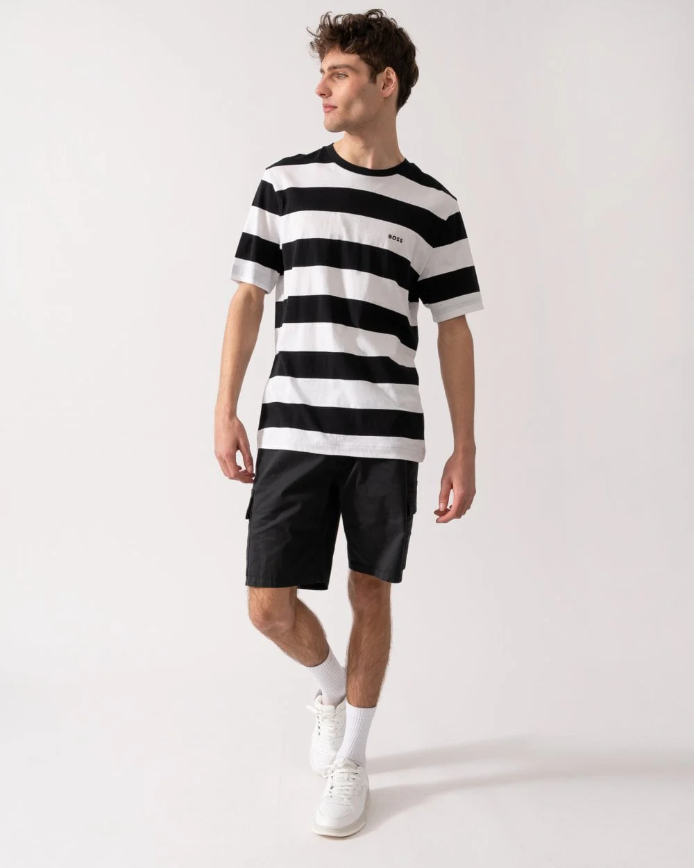 BOSS Orange Tales Stripe Mens T-Shirt - Black 001 - Image 3