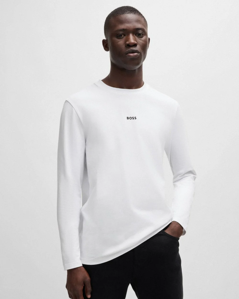 BOSS Orange Tchark Mens Long Sleeve Stretch Cotton T-Shirt - Image 4
