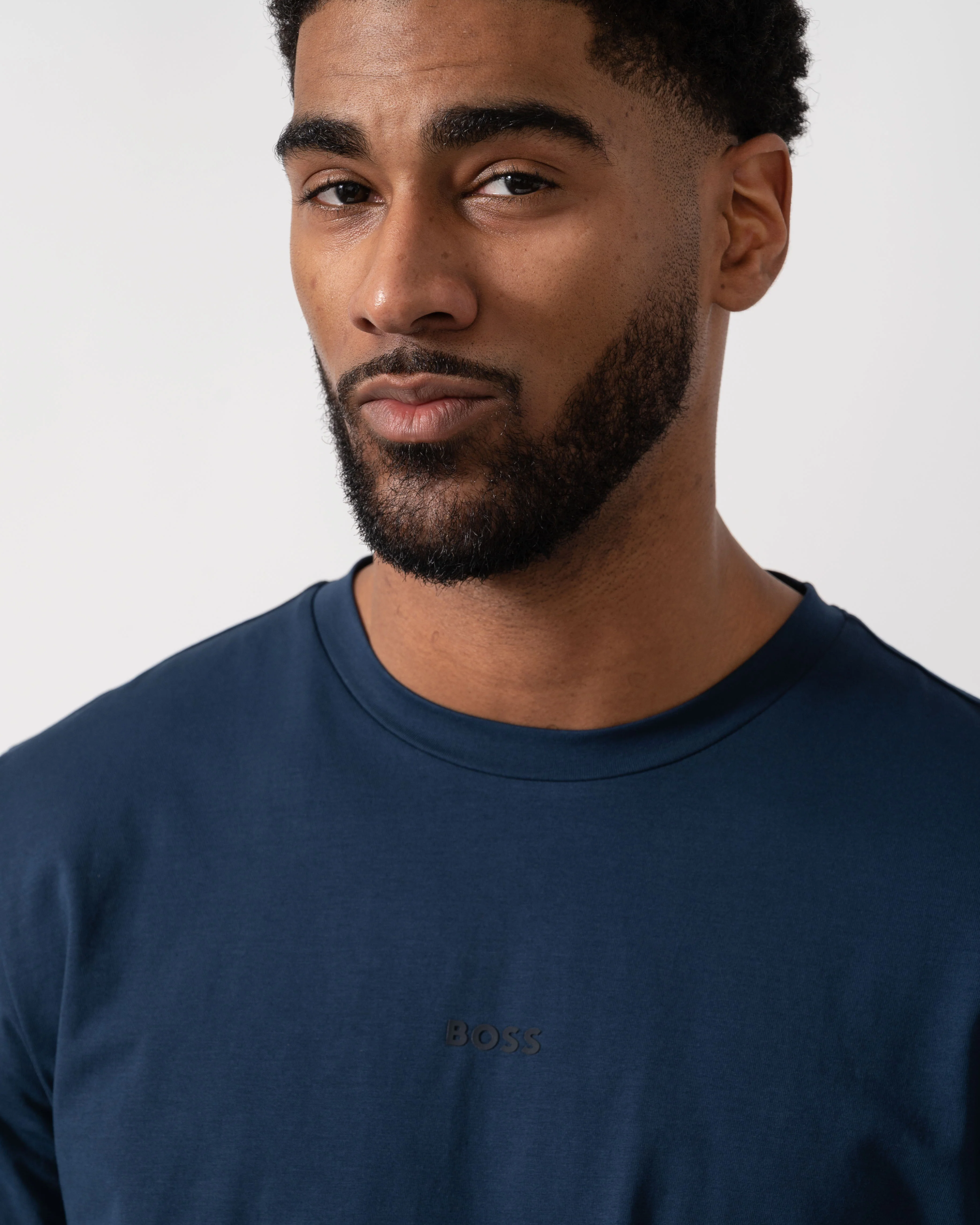 BOSS Orange Tchark Long Sleeve Stretch Cotton T-Shirt - Open Blue 464 - Image 3