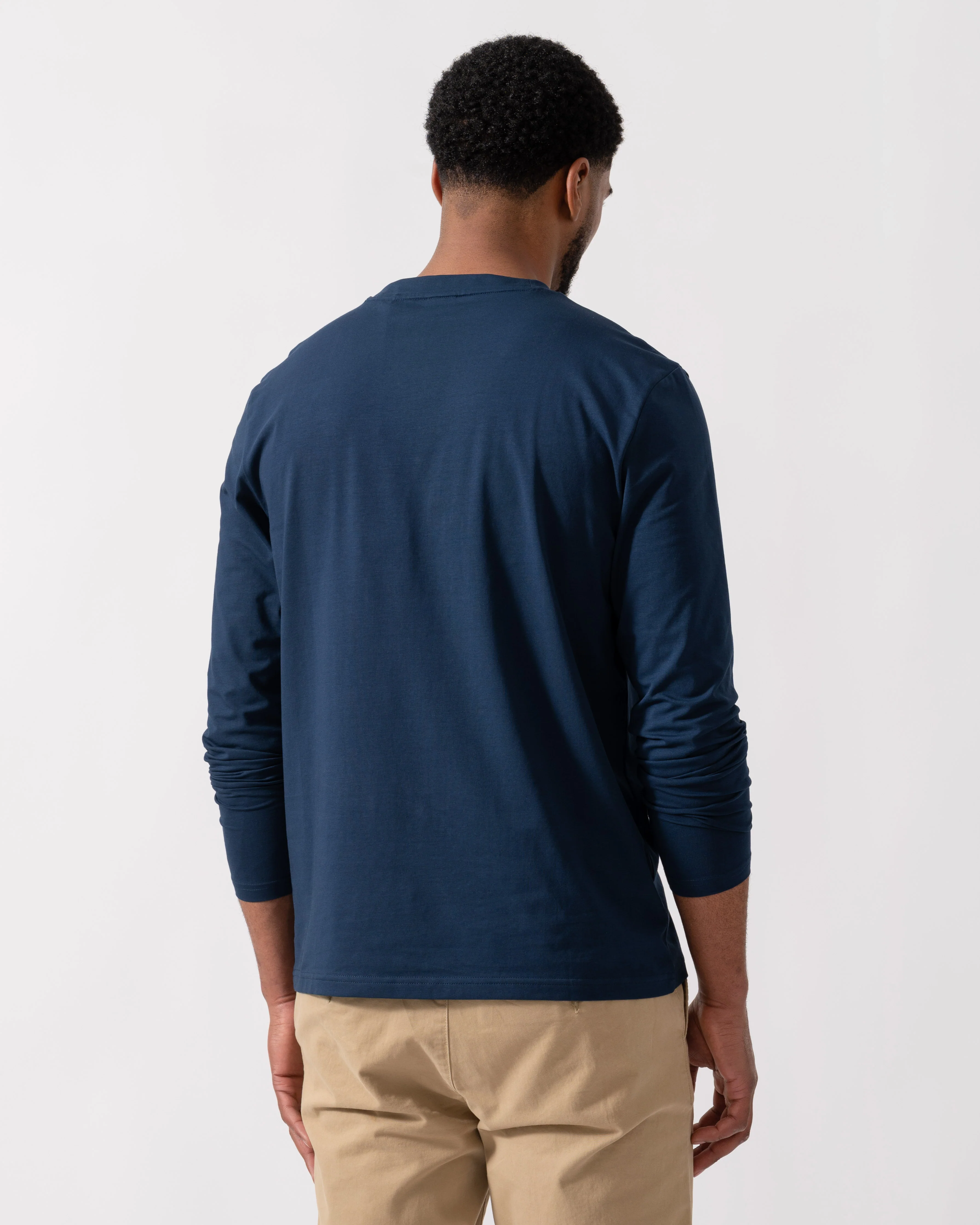 BOSS Orange Tchark Long Sleeve Stretch Cotton T-Shirt - Open Blue 464 - Image 4