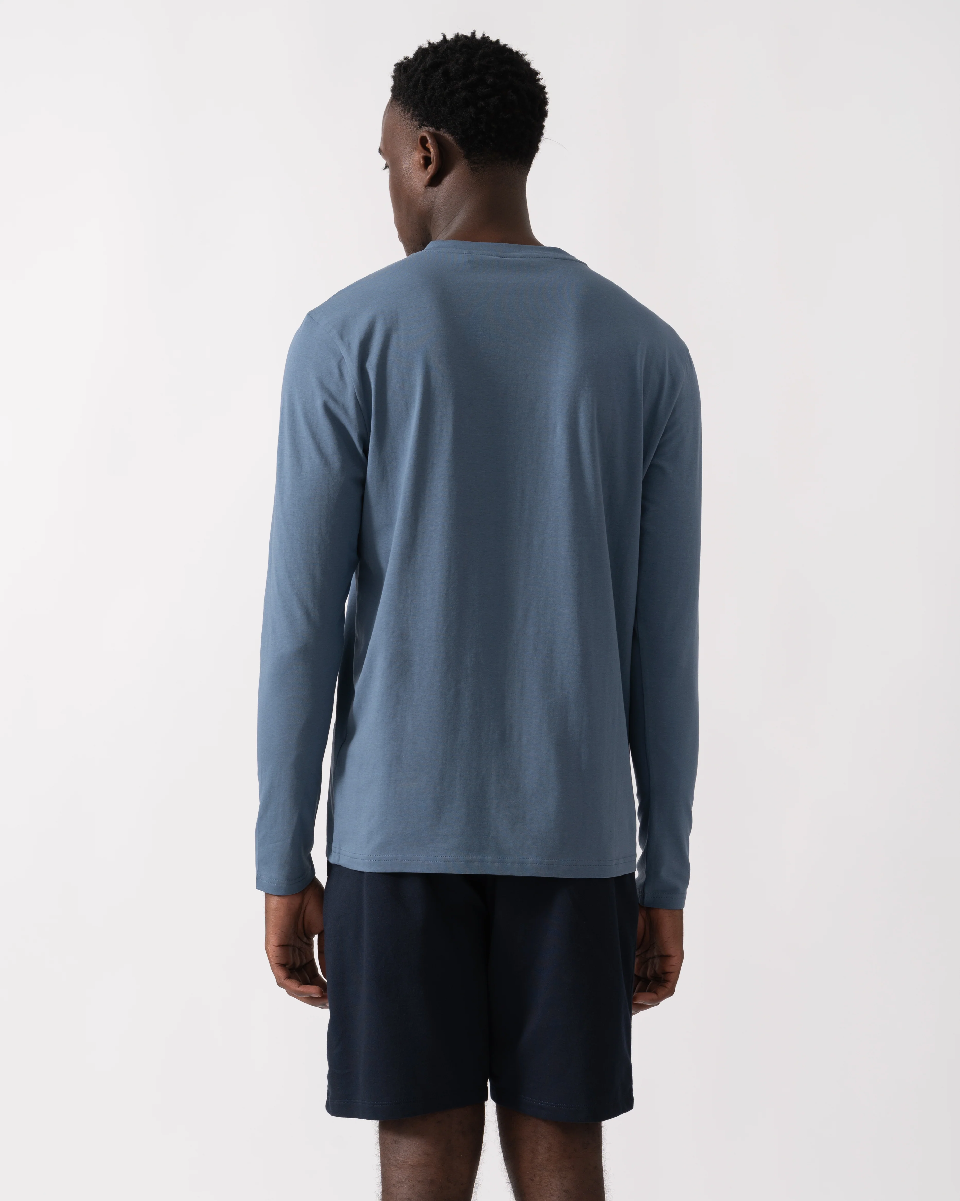 BOSS Orange Tchark Mens Long Sleeve Stretch Cotton T-Shirt - Open Blue 495 - Image 2