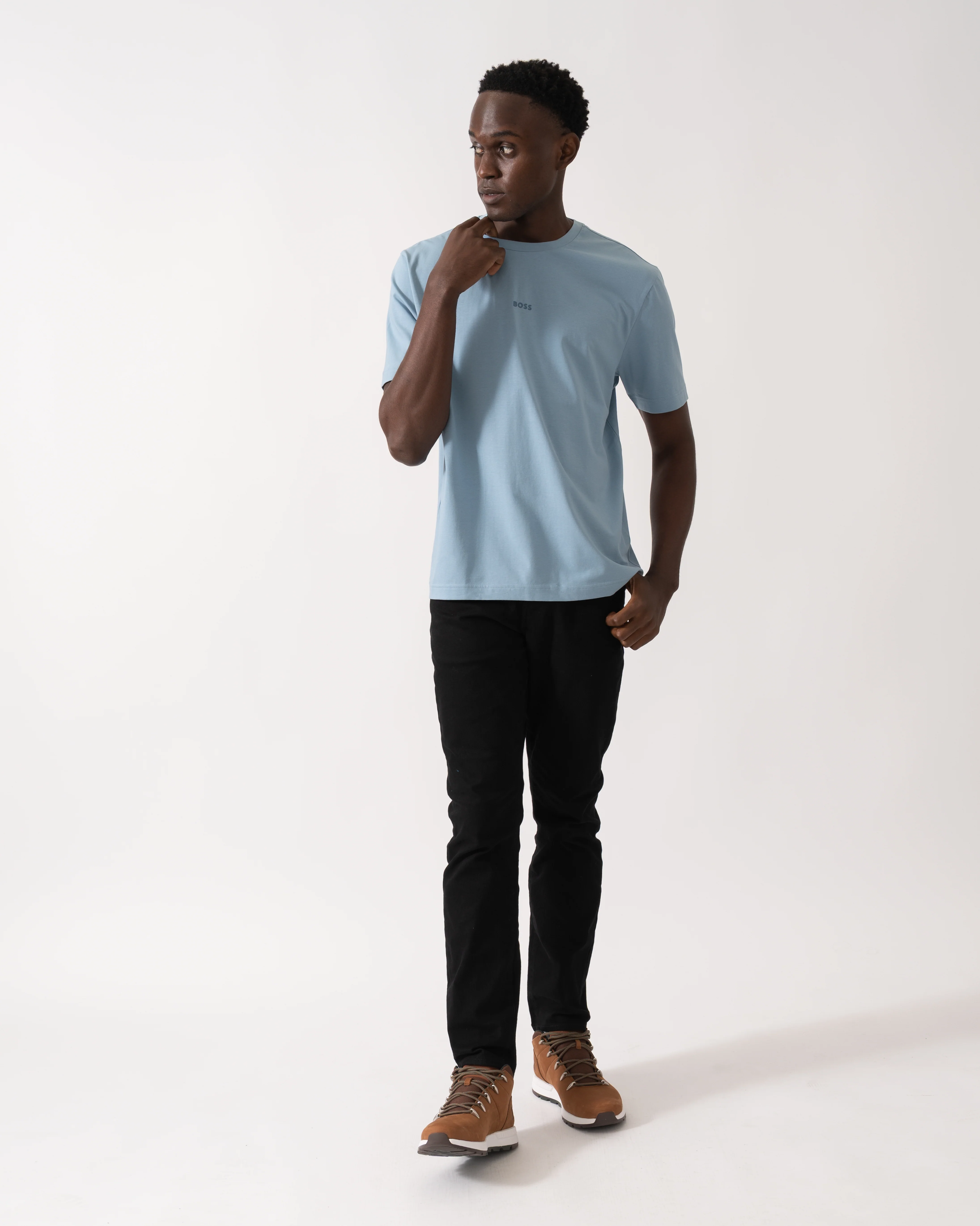 BOSS Orange TChup Mens Crew Neck Small Logo T-Shirt - Light/Pastel Blue 451 - Image 3