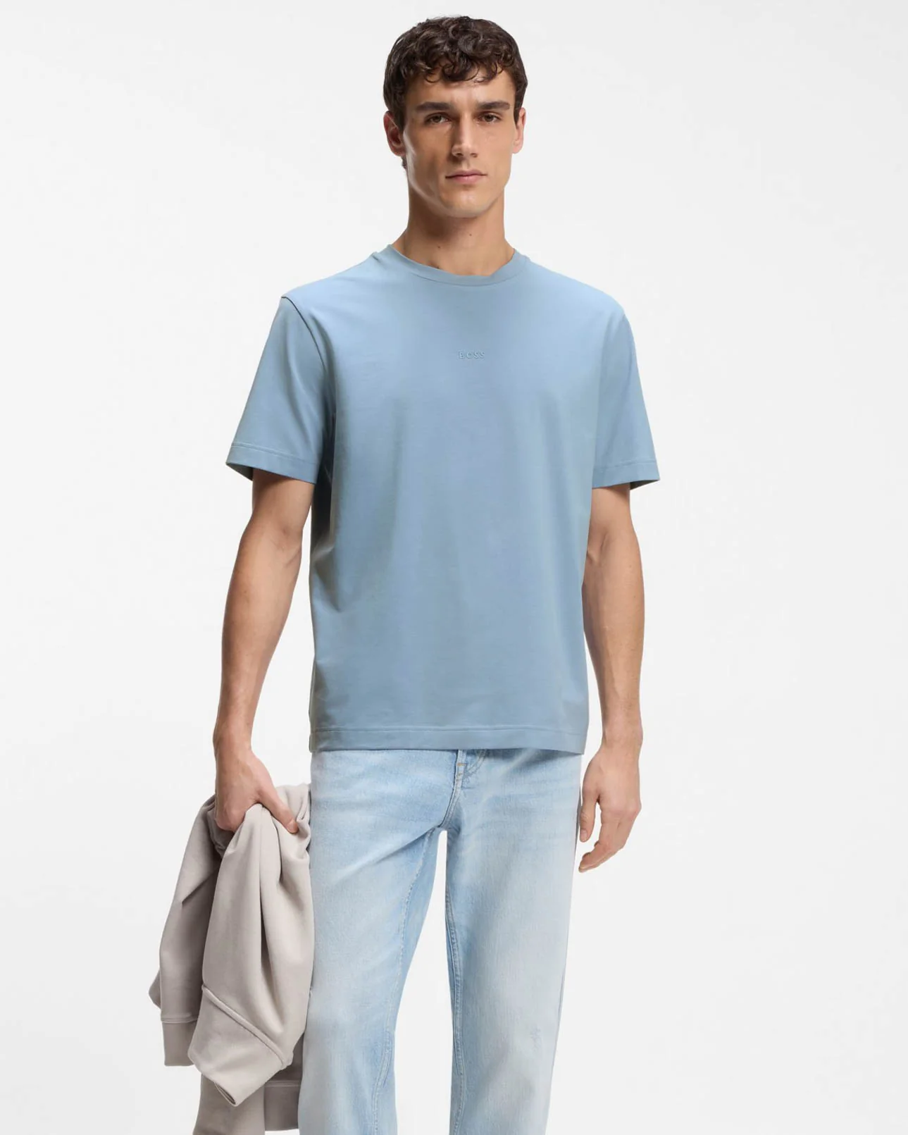 BOSS Orange TChup Mens Crew Neck Small Logo T-Shirt - Light/Pastel Blue 458 - Image 3