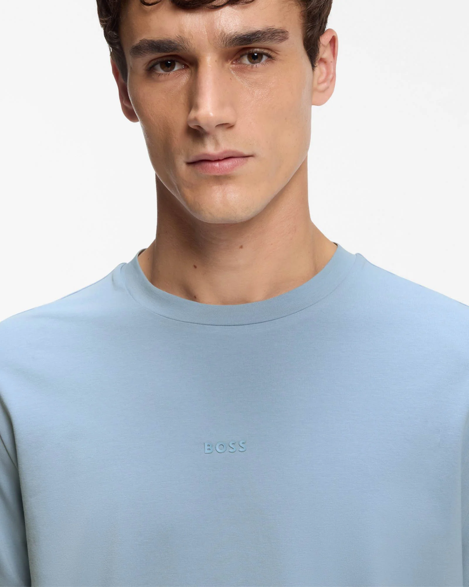 BOSS Orange TChup Mens Crew Neck Small Logo T-Shirt - Light/Pastel Blue 458 - Image 4