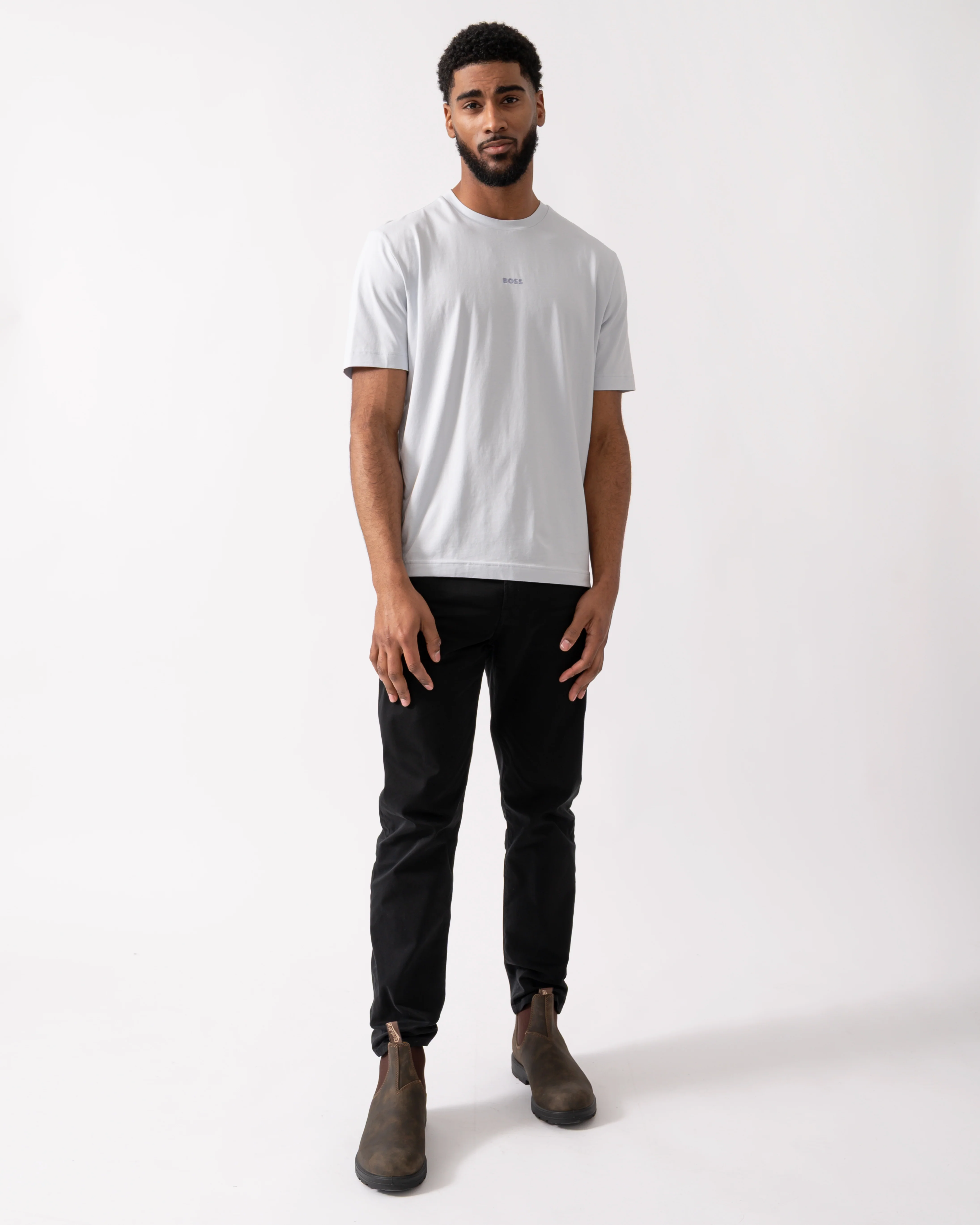 BOSS Orange TChup Mens Crew Neck Small Logo T-Shirt - Light/Pastel Grey 054 - Image 2