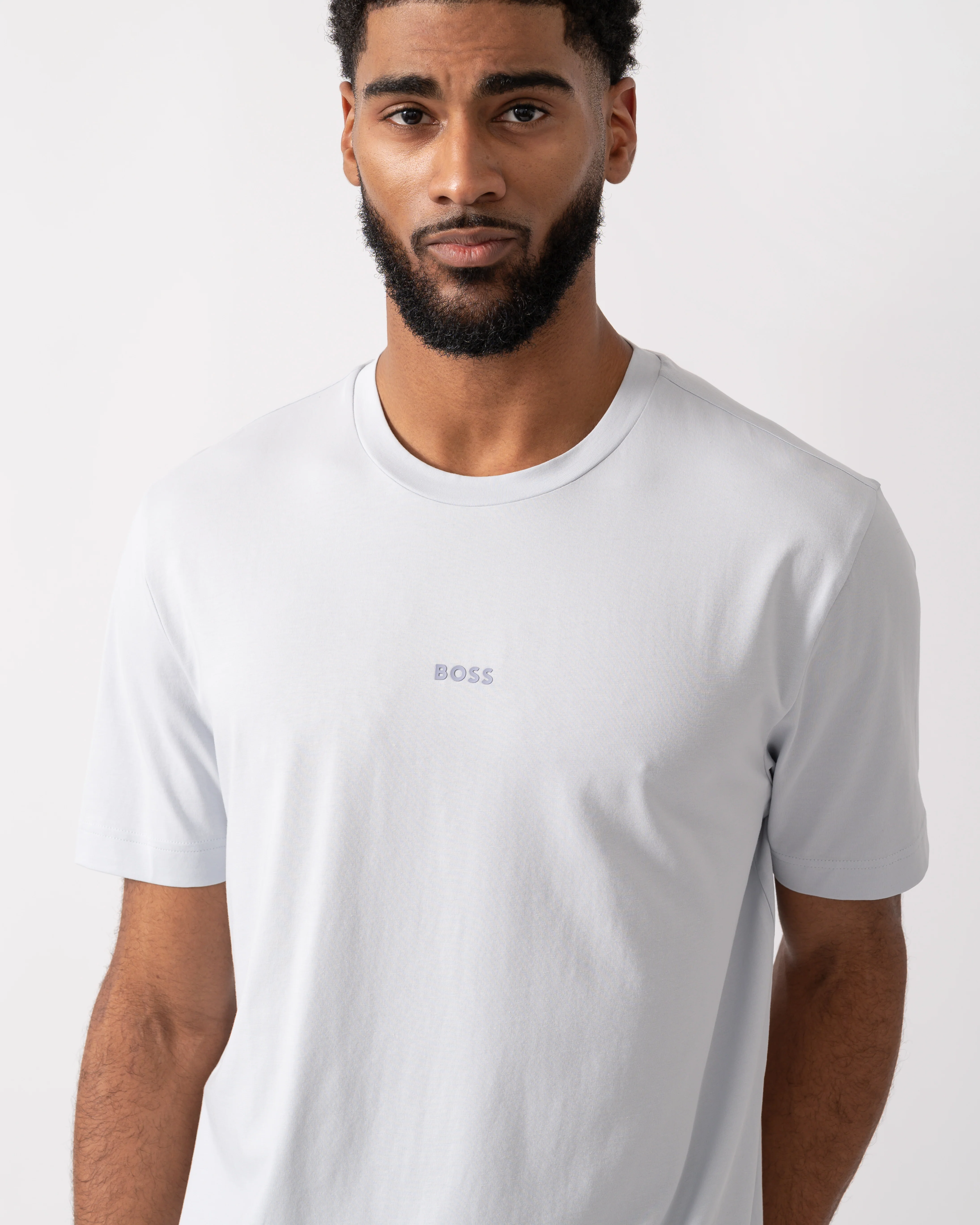 BOSS Orange TChup Mens Crew Neck Small Logo T-Shirt - Light/Pastel Grey 054 - Image 3