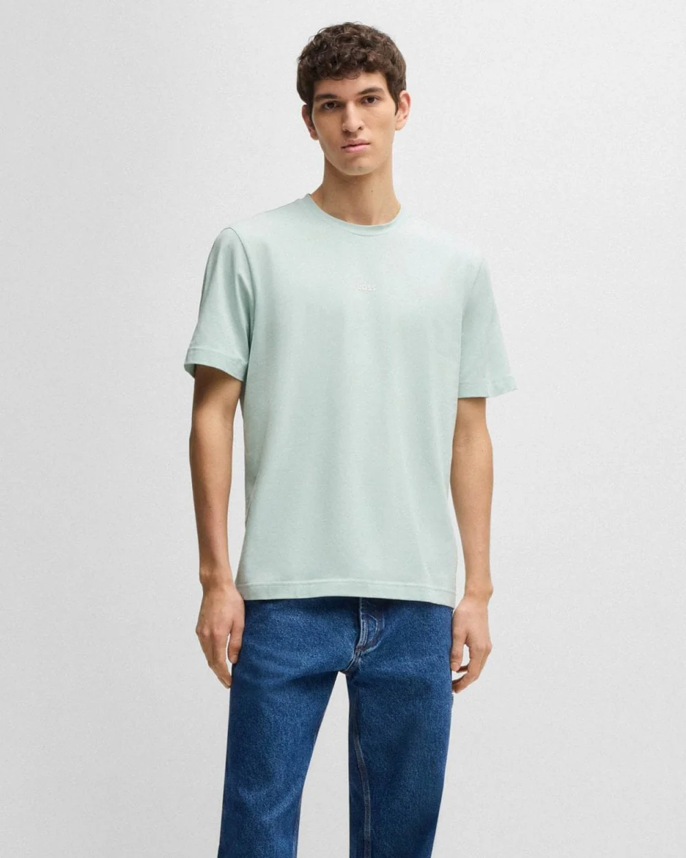 BOSS Orange TChup Mens Crew Neck Small Logo T-Shirt - Open Blue 474 - Image 3