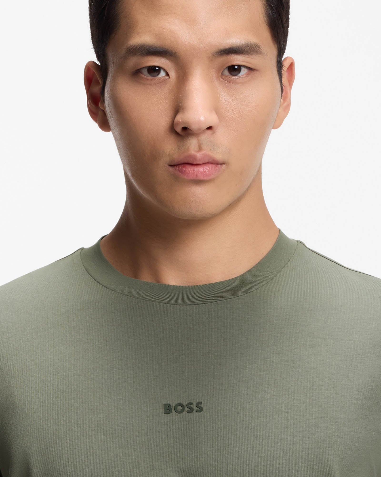 BOSS Orange TChup Mens Crew Neck Small Logo T-Shirt - Open Grey 077 - Image 2