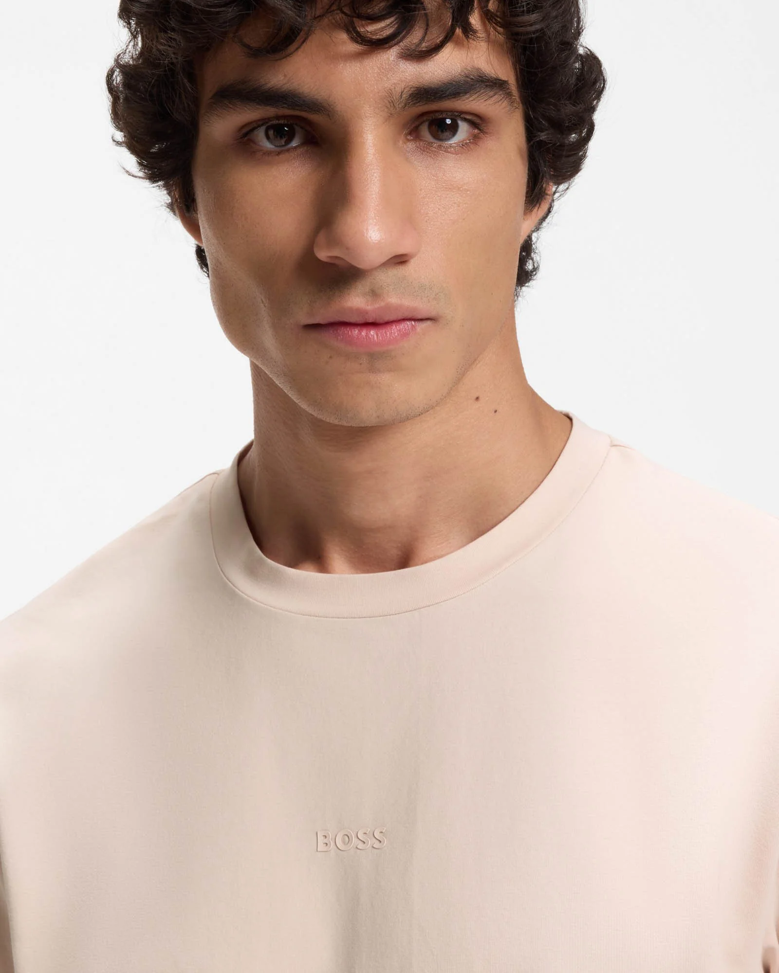 BOSS Orange TChup Mens Crew Neck Small Logo T-Shirt - Open Pink 690 - Image 4