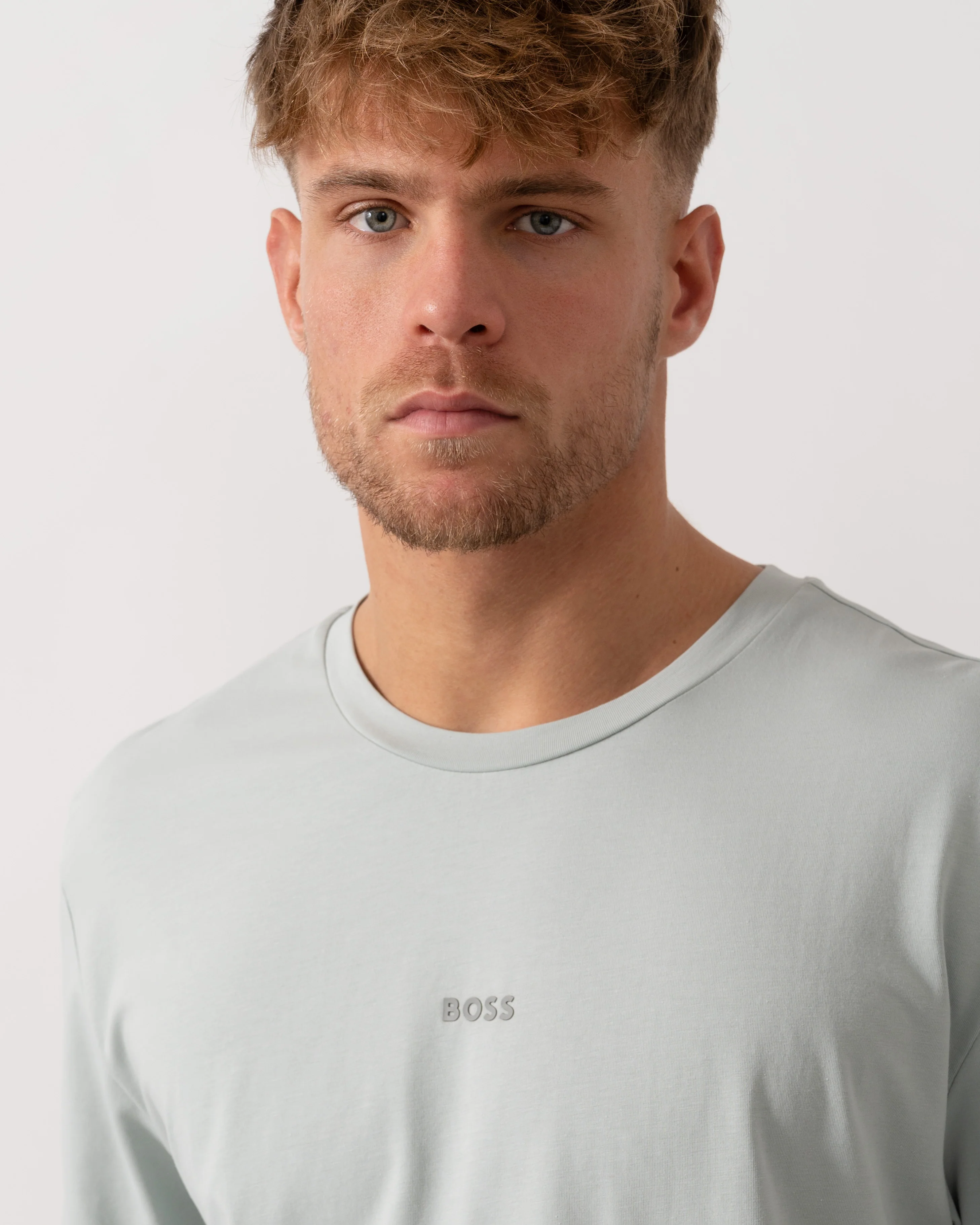BOSS Orange TChup Mens Crew Neck Small Logo T-Shirt - Silver 043 - Image 2