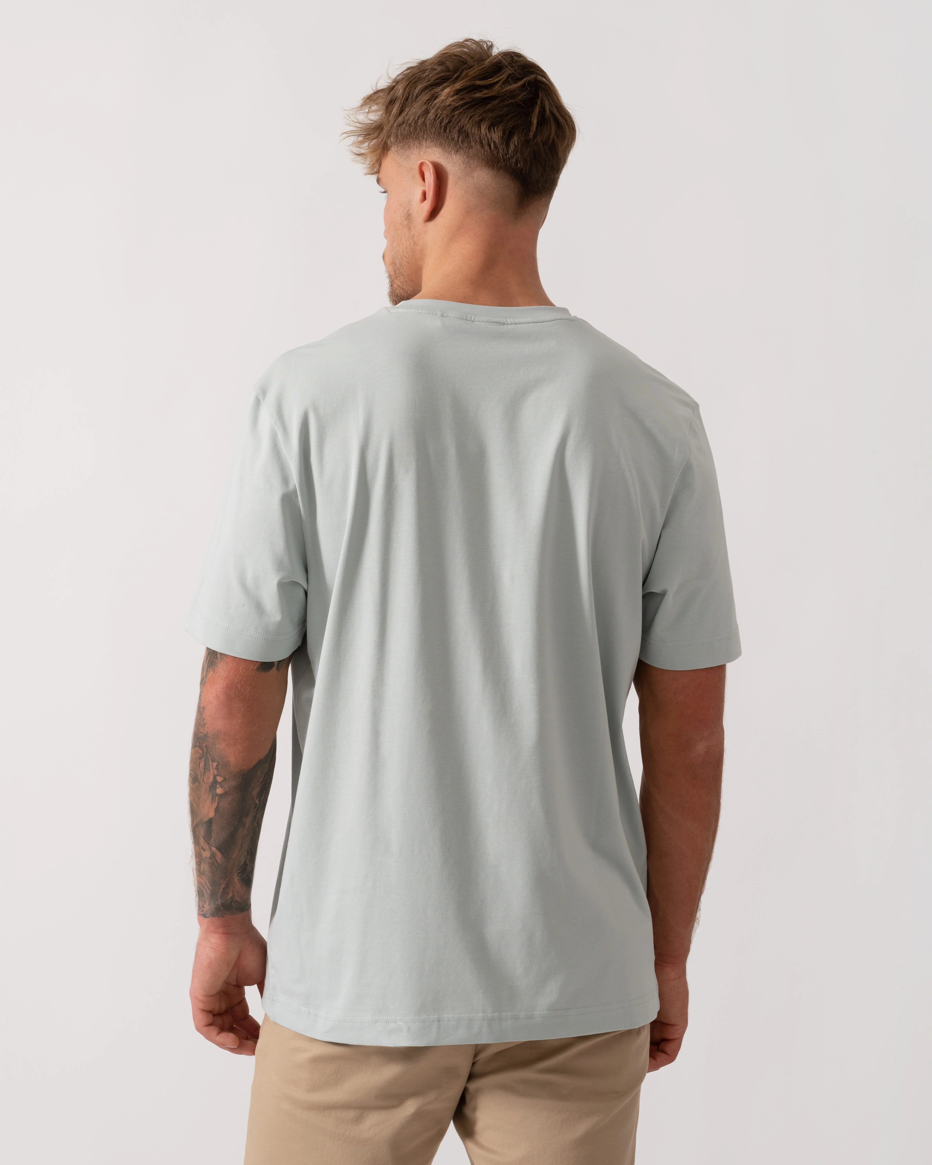 BOSS Orange TChup Mens Crew Neck Small Logo T-Shirt - Silver 043 - Image 4