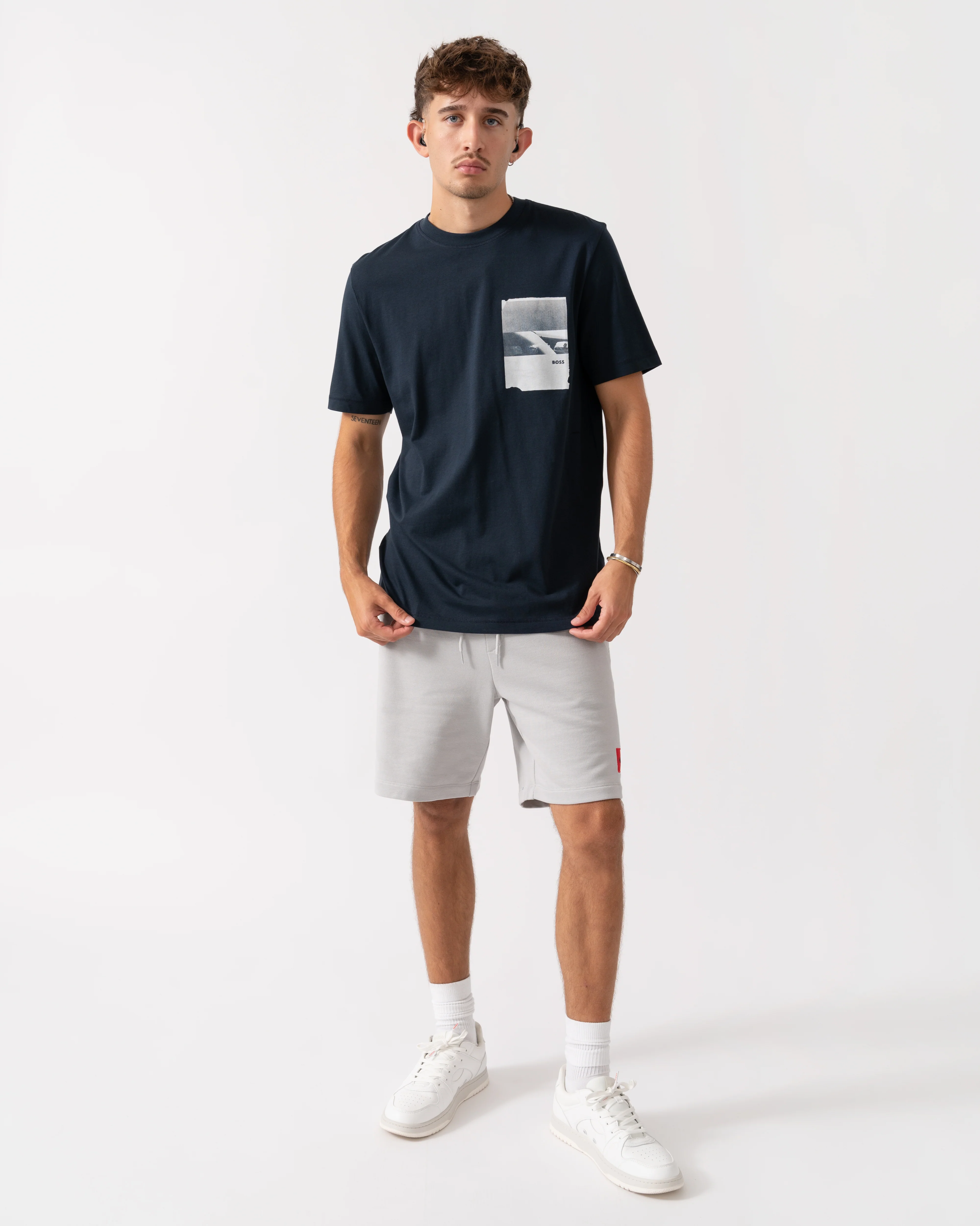 BOSS Orange Te Container Mens Graphic Print T-Shirt - Dark Blue 404 - Image 2