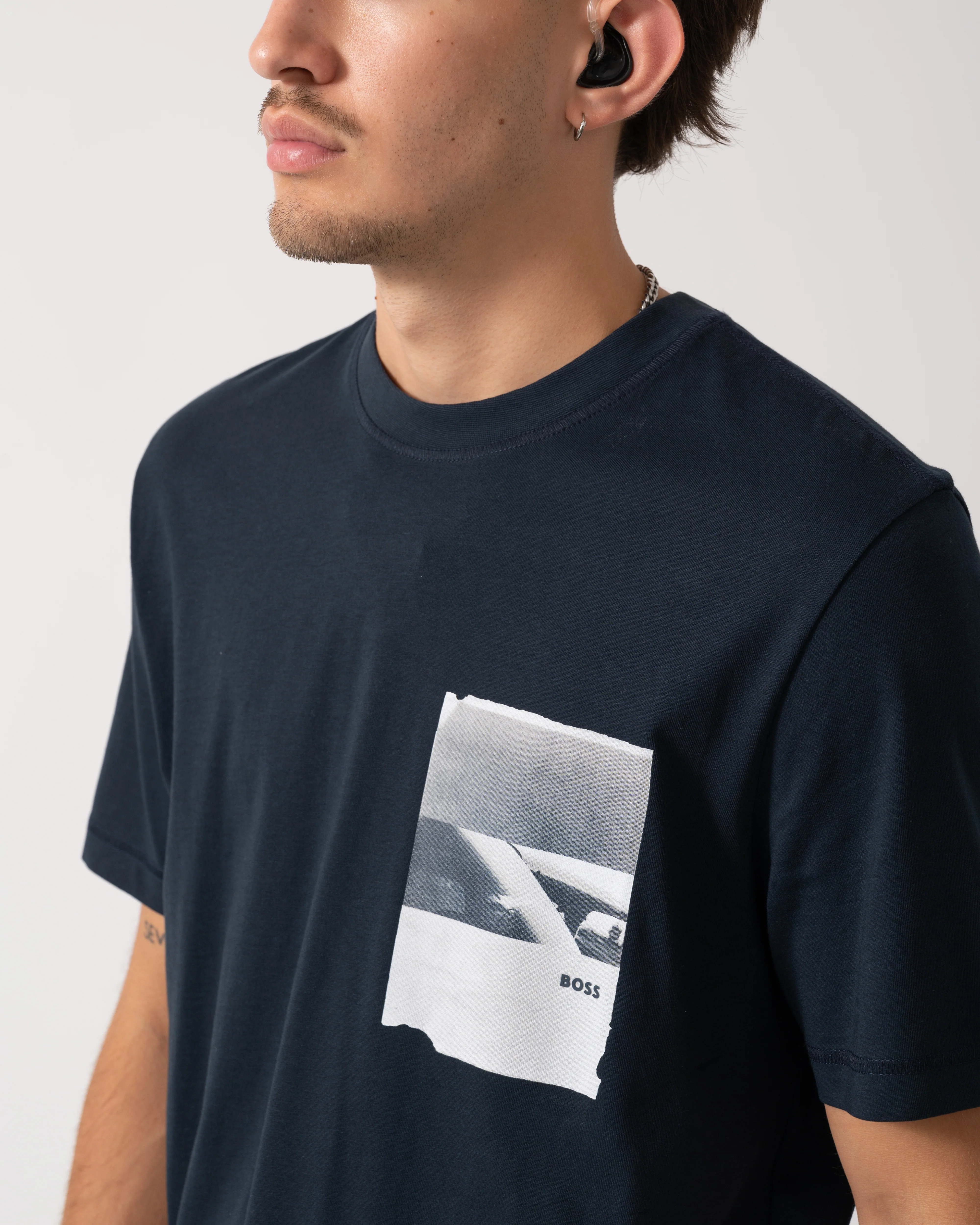 BOSS Orange Te Container Mens Graphic Print T-Shirt - Dark Blue 404 - Image 3