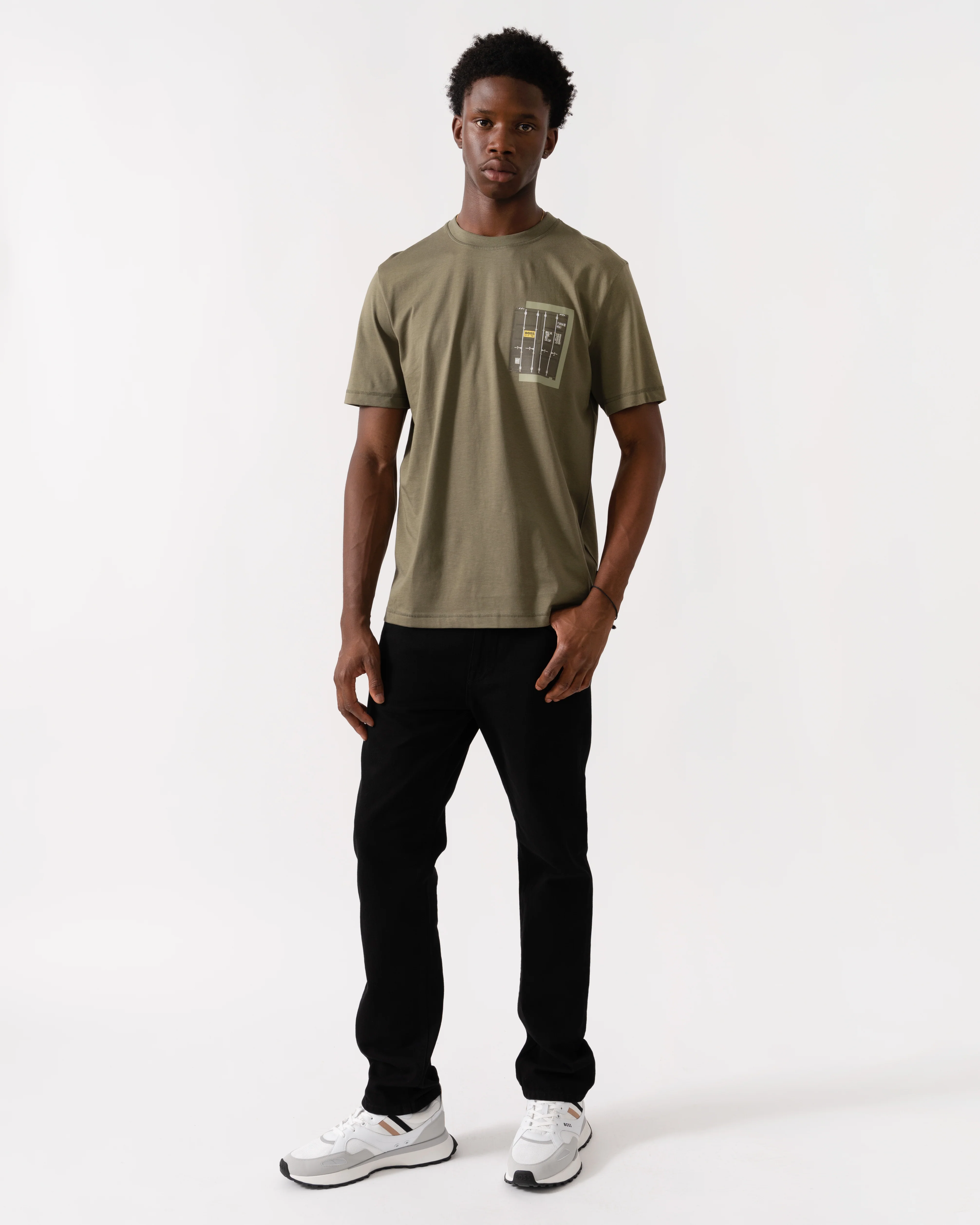 BOSS Orange Te Container Mens Graphic Print T-Shirt - Open Green 342 - Image 2