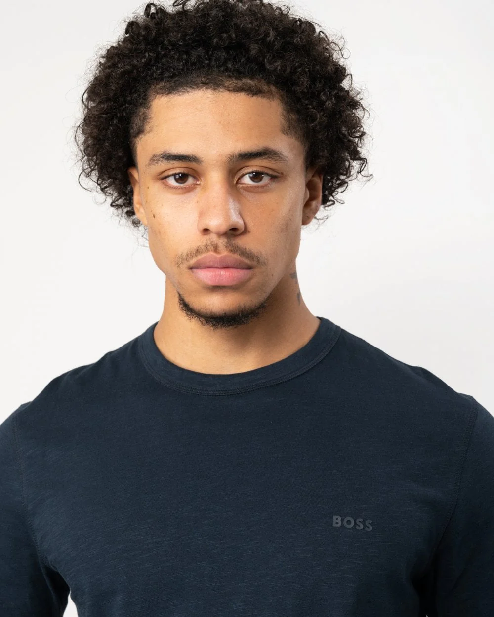 BOSS Orange Tegood Mens Crew Neck T-Shirt - Dark Blue 404 - Image 2