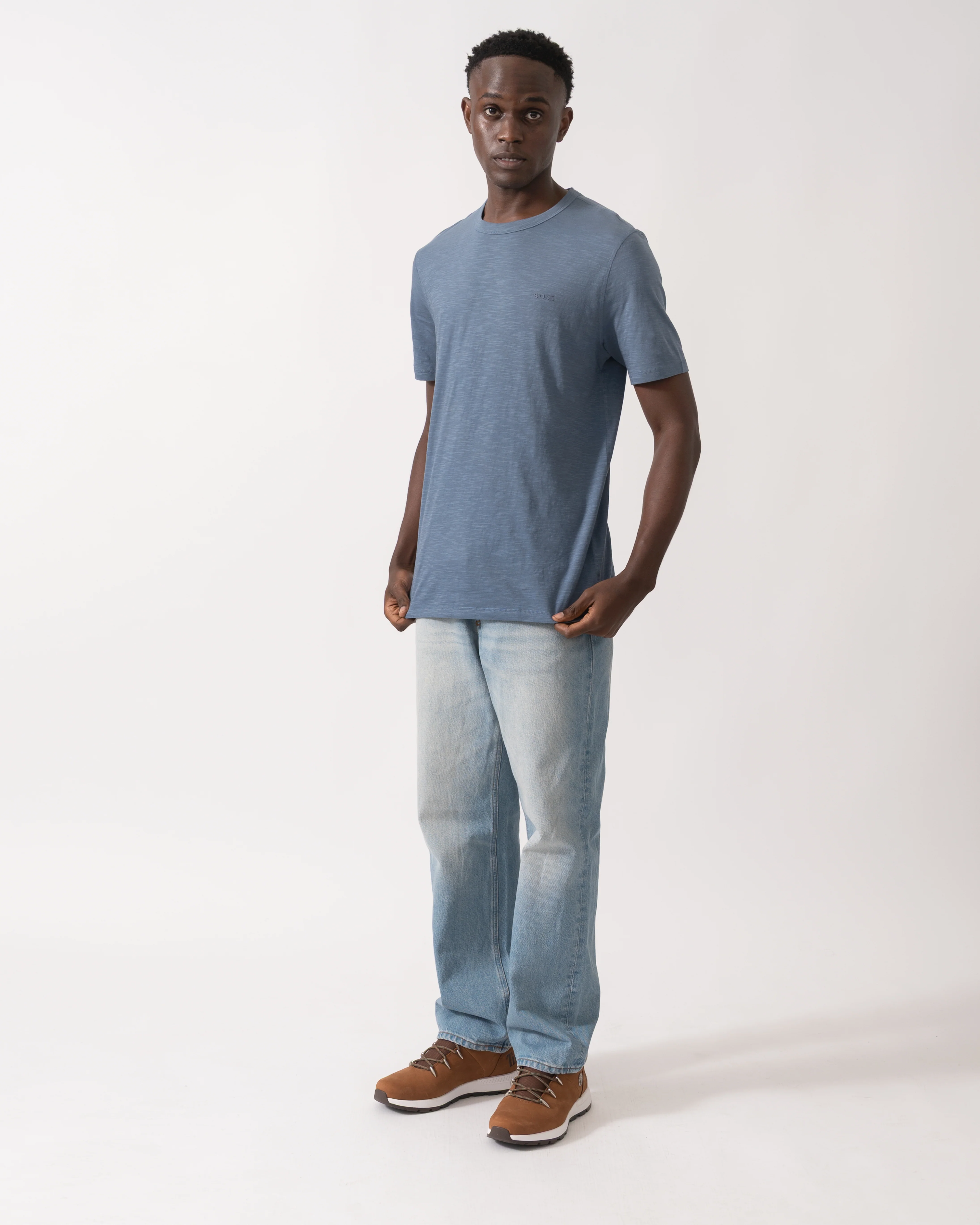 BOSS Orange Tegood Mens Crew Neck T-Shirt - Open Blue 495 - Image 2