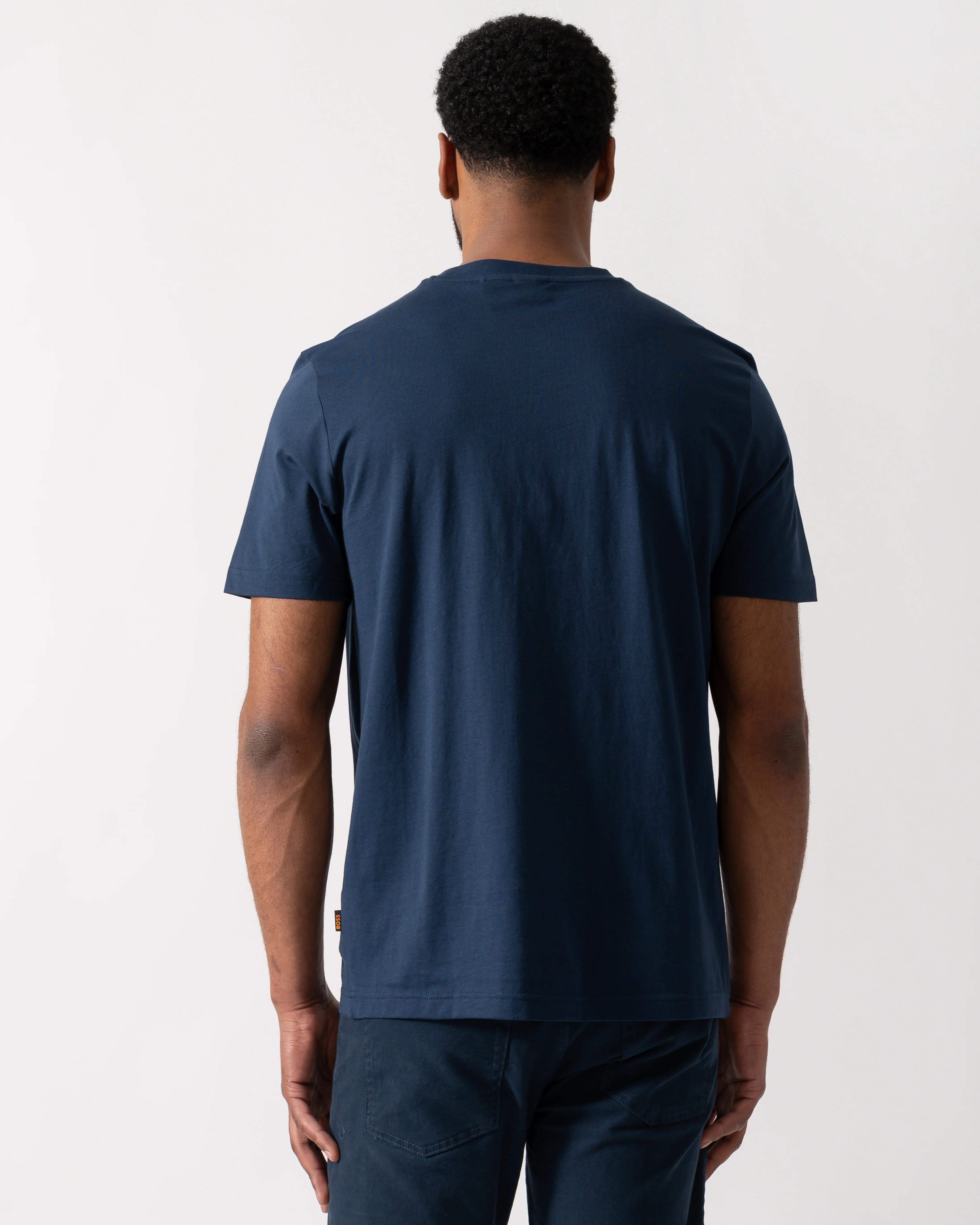 BOSS Orange TePlain Mens Cotton-Jersey T-Shirt with Logo Artwork - Open Blue 464 - Image 4