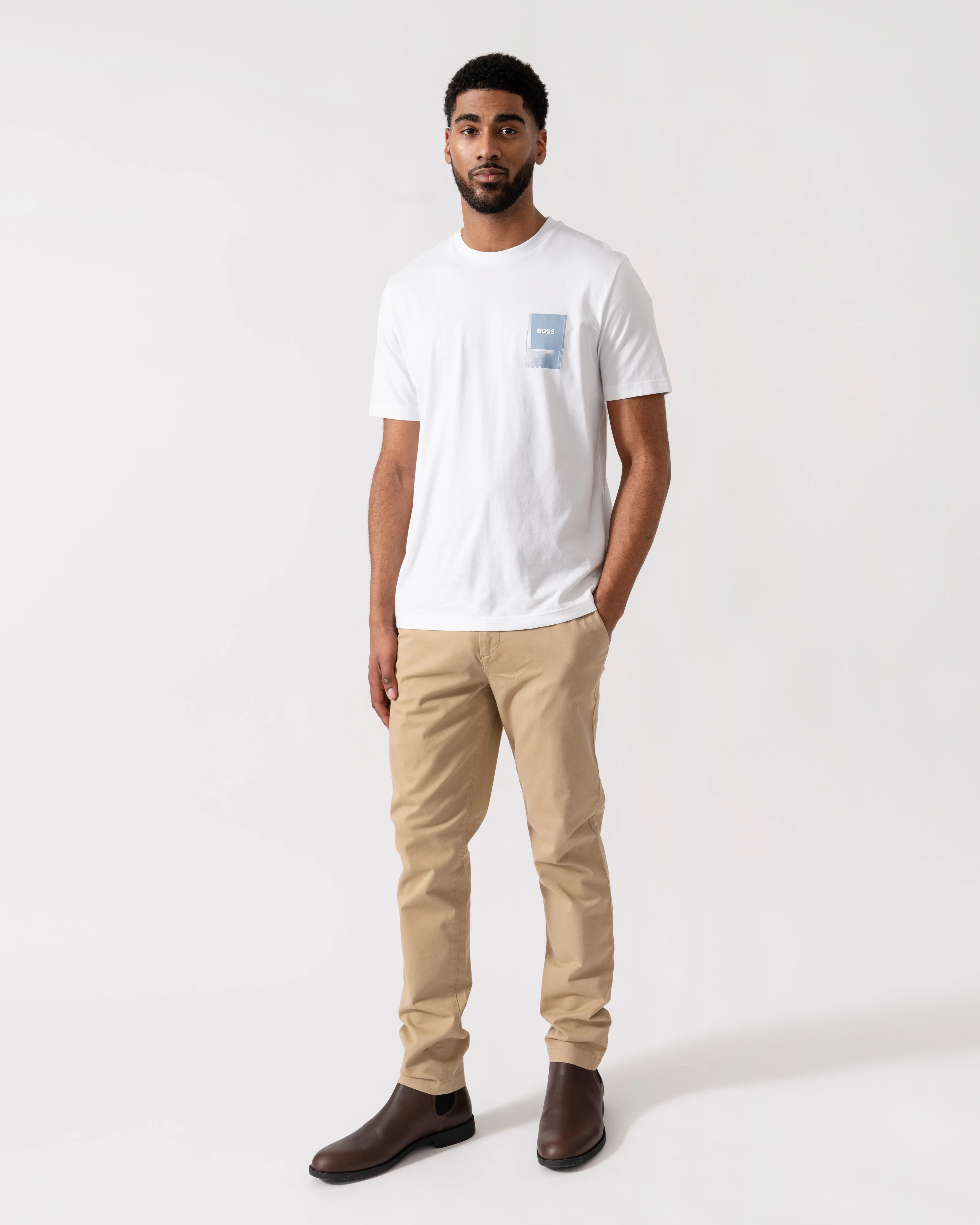 BOSS Orange Mens TePlain T-Shirt - White 100 - Image 2