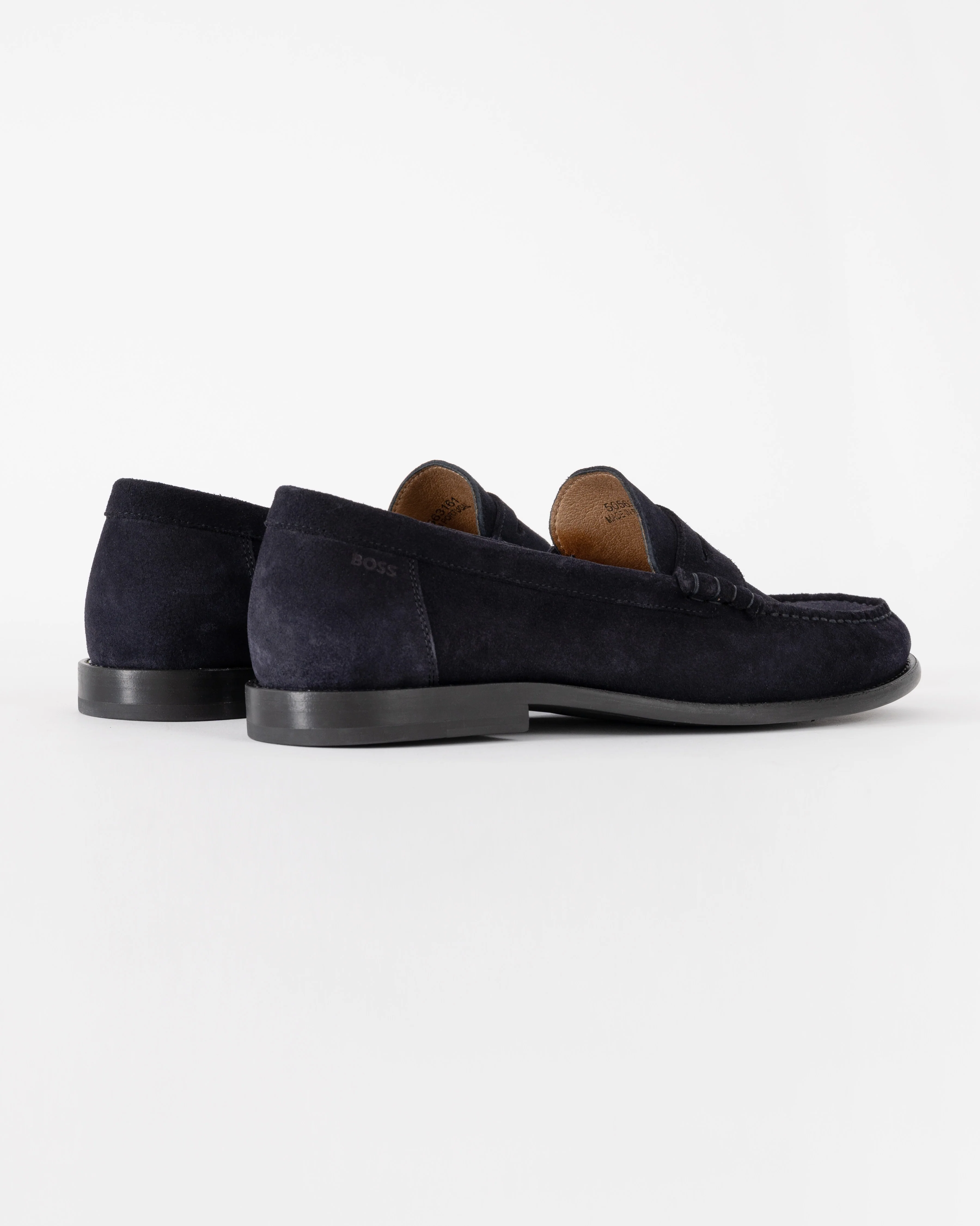 BOSS Orange Tevan Mens Suede Moccasin Shoes - Dark Blue 401 - Image 3