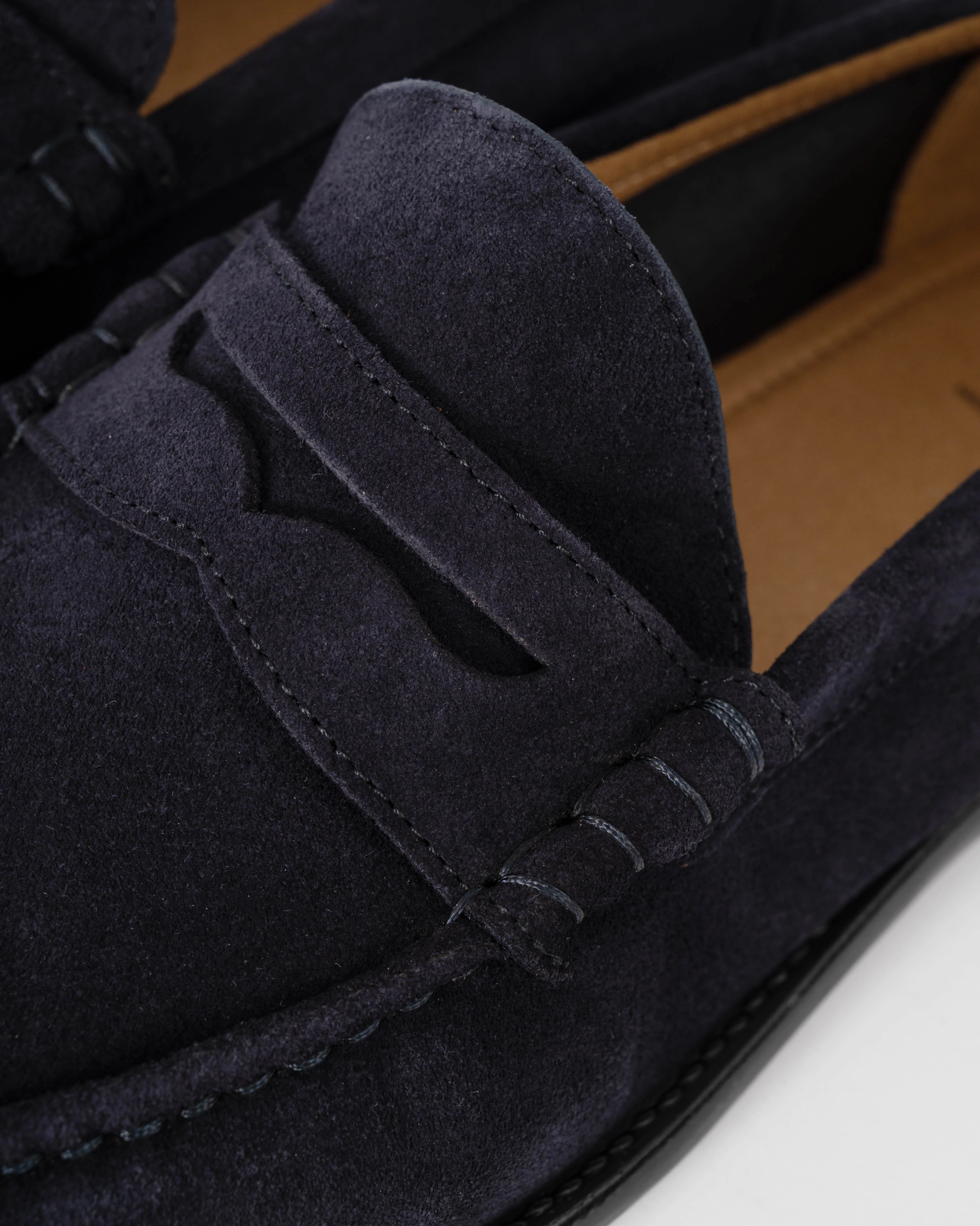 BOSS Orange Tevan Mens Suede Moccasin Shoes - Dark Blue 401 - Image 5