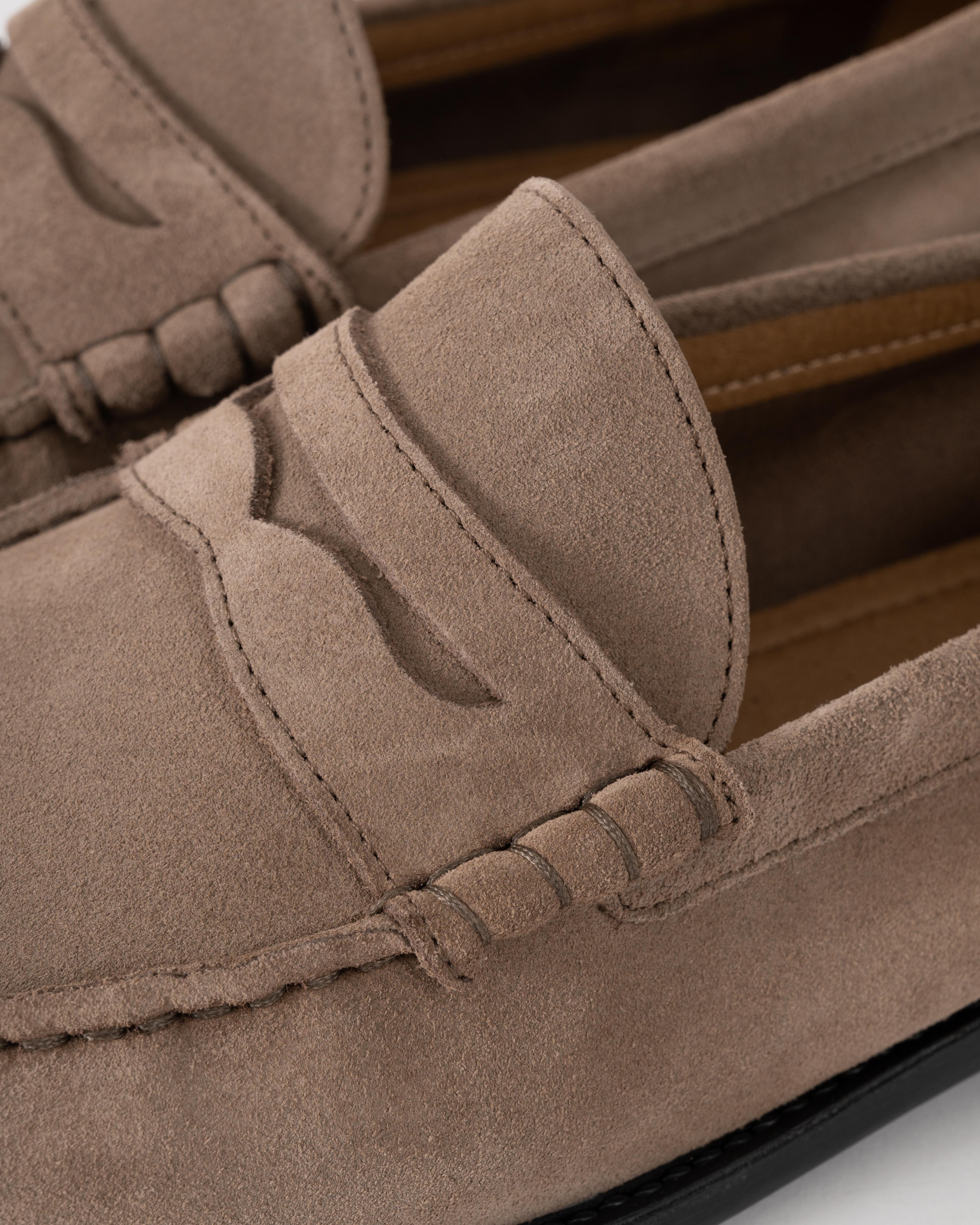 BOSS Orange Tevan Mens Suede Moccasin Shoes - Medium Beige 260 - Image 5
