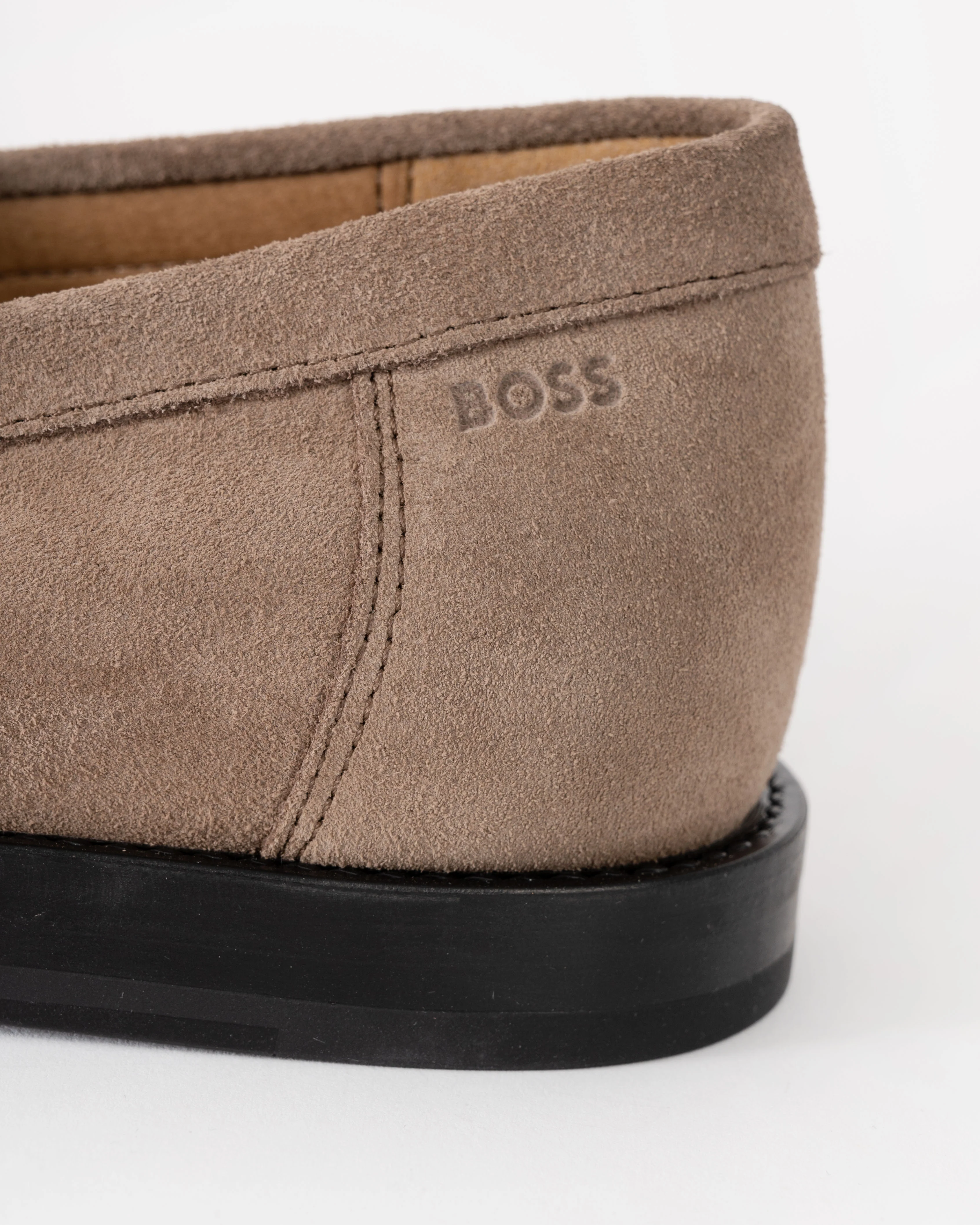 BOSS Orange Tevan Mens Suede Moccasin Shoes - Medium Beige 260 - Image 6