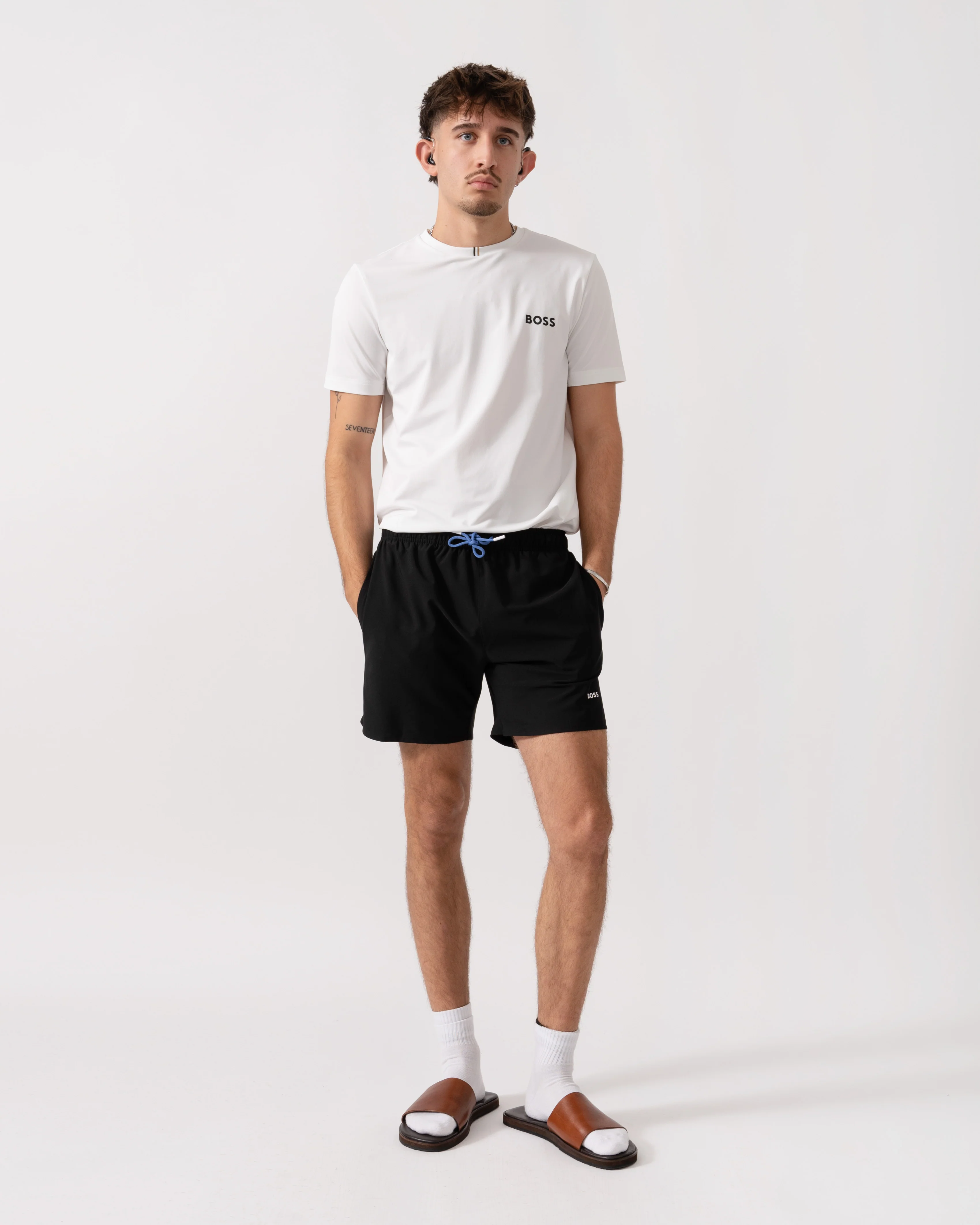 BOSS Orange Tio Mens Swim Shorts - Black 003 - Image 2