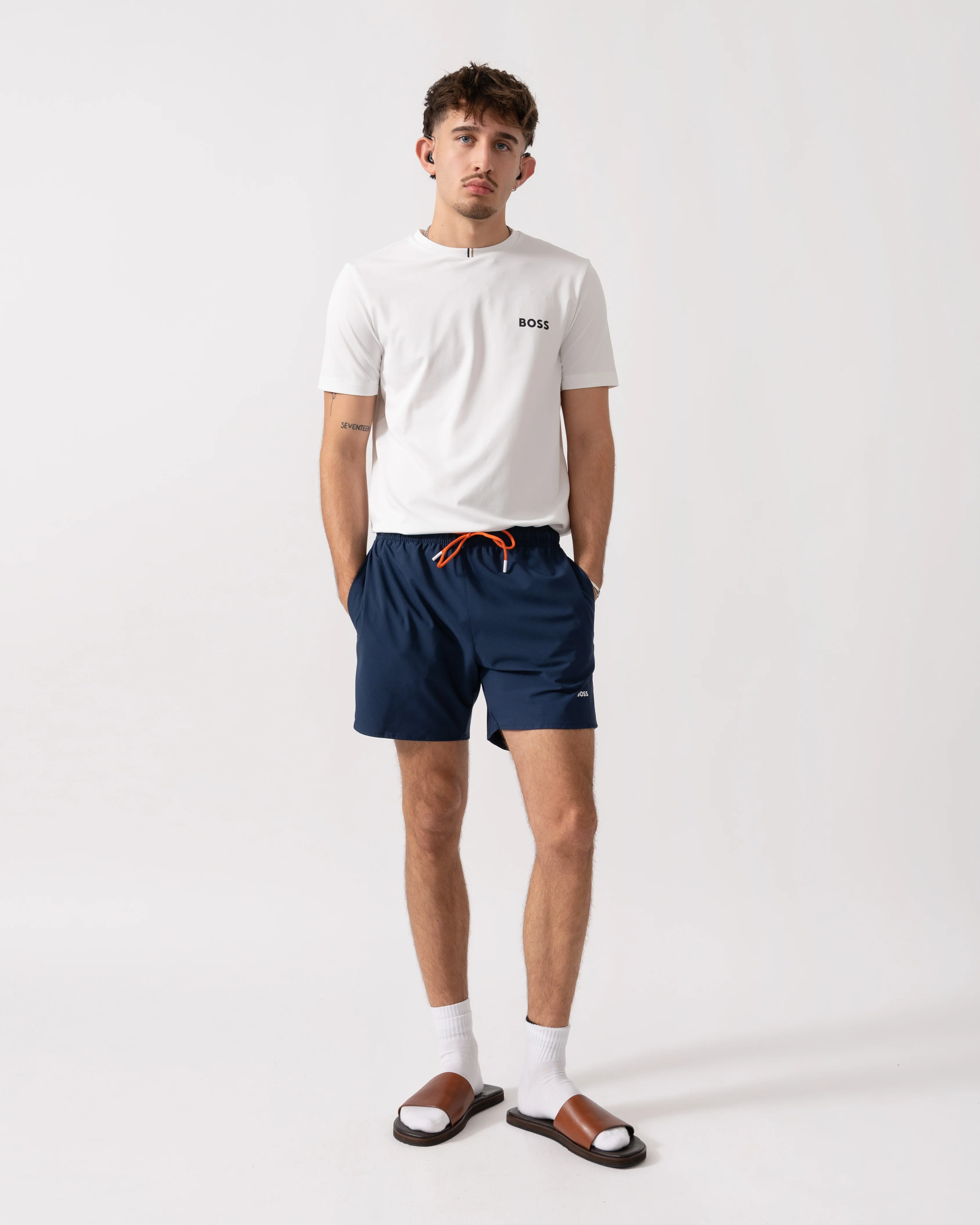 BOSS Orange Tio Mens Swim Shorts - Navy 415 - Image 2