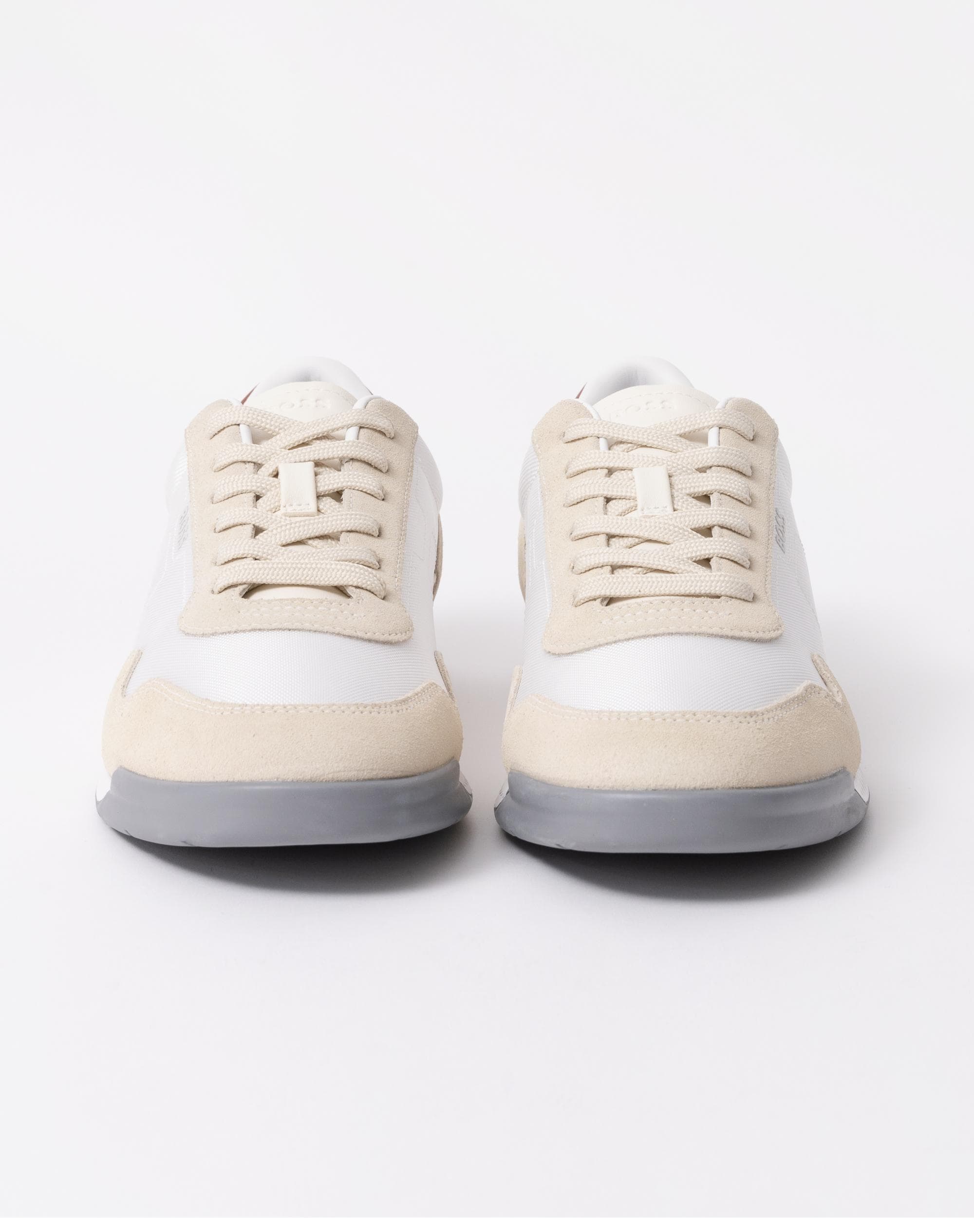 BOSS Orange Titanium Mens Mixed Material Lace-Up Trainers with Suede Trims - Open White 126 - Image 3